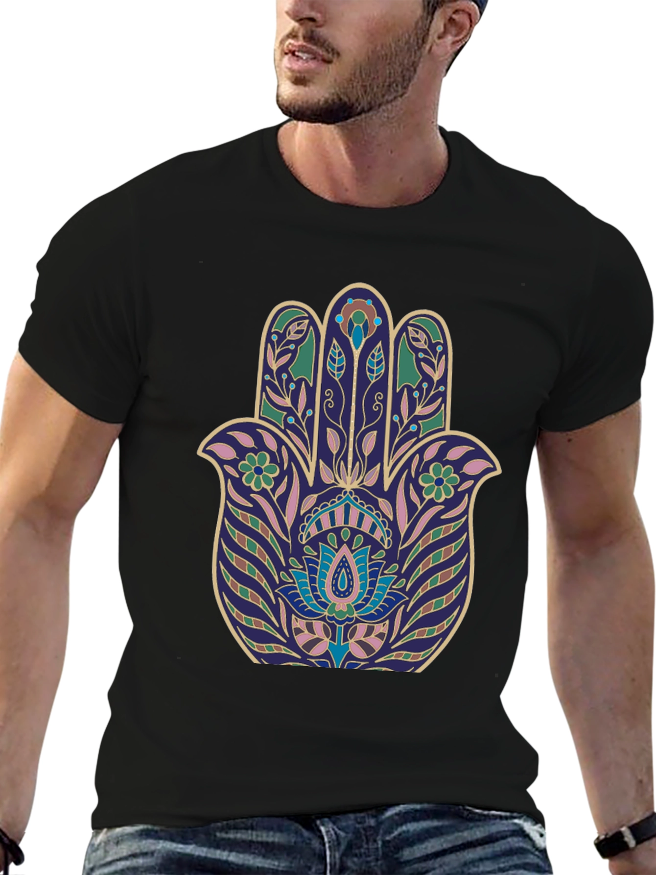 Hamsa Hand Graphic Tee - Stylish Spiritual Protection