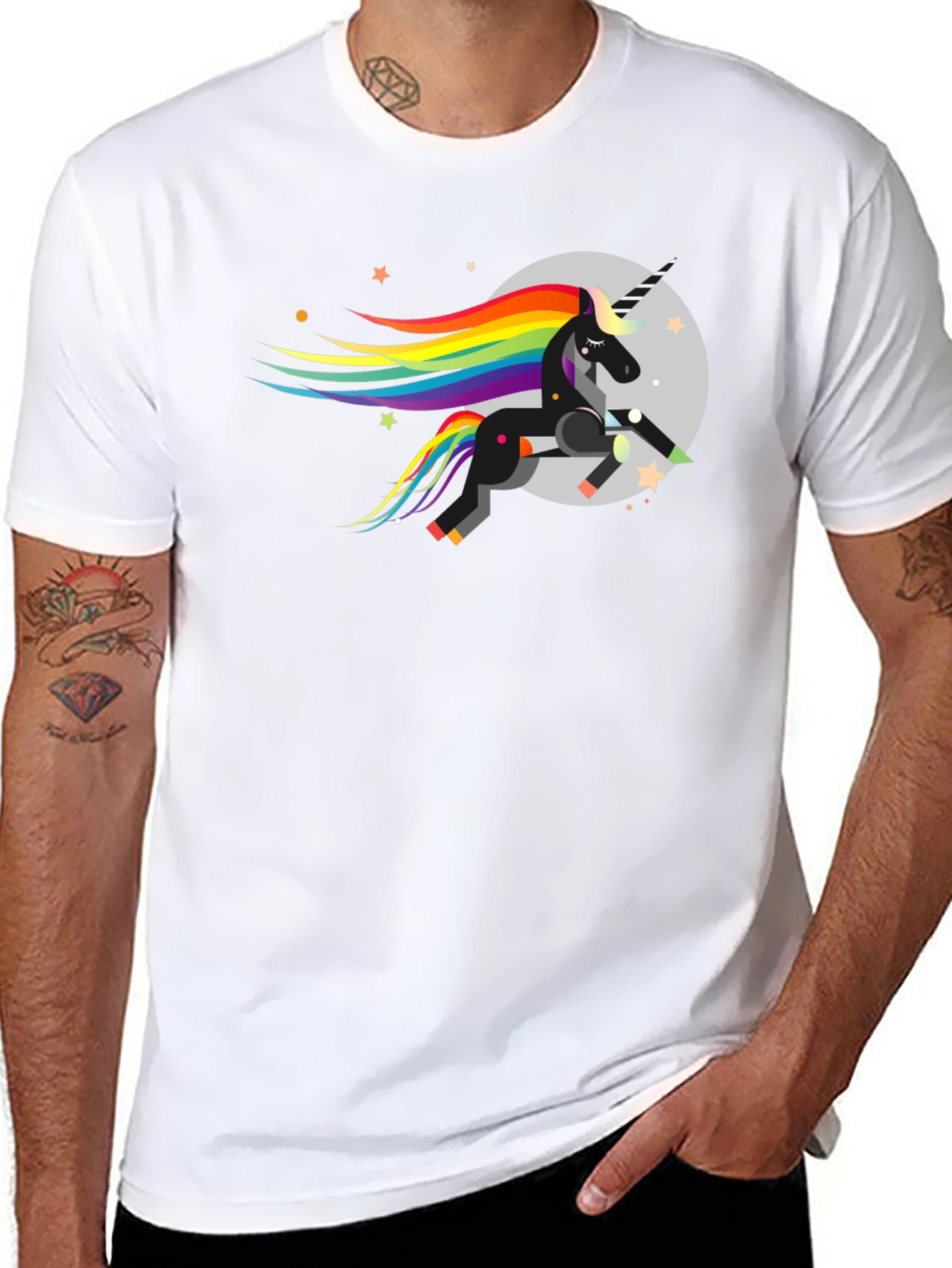 Unicorn T-Shirt - Rainbow Mane Design