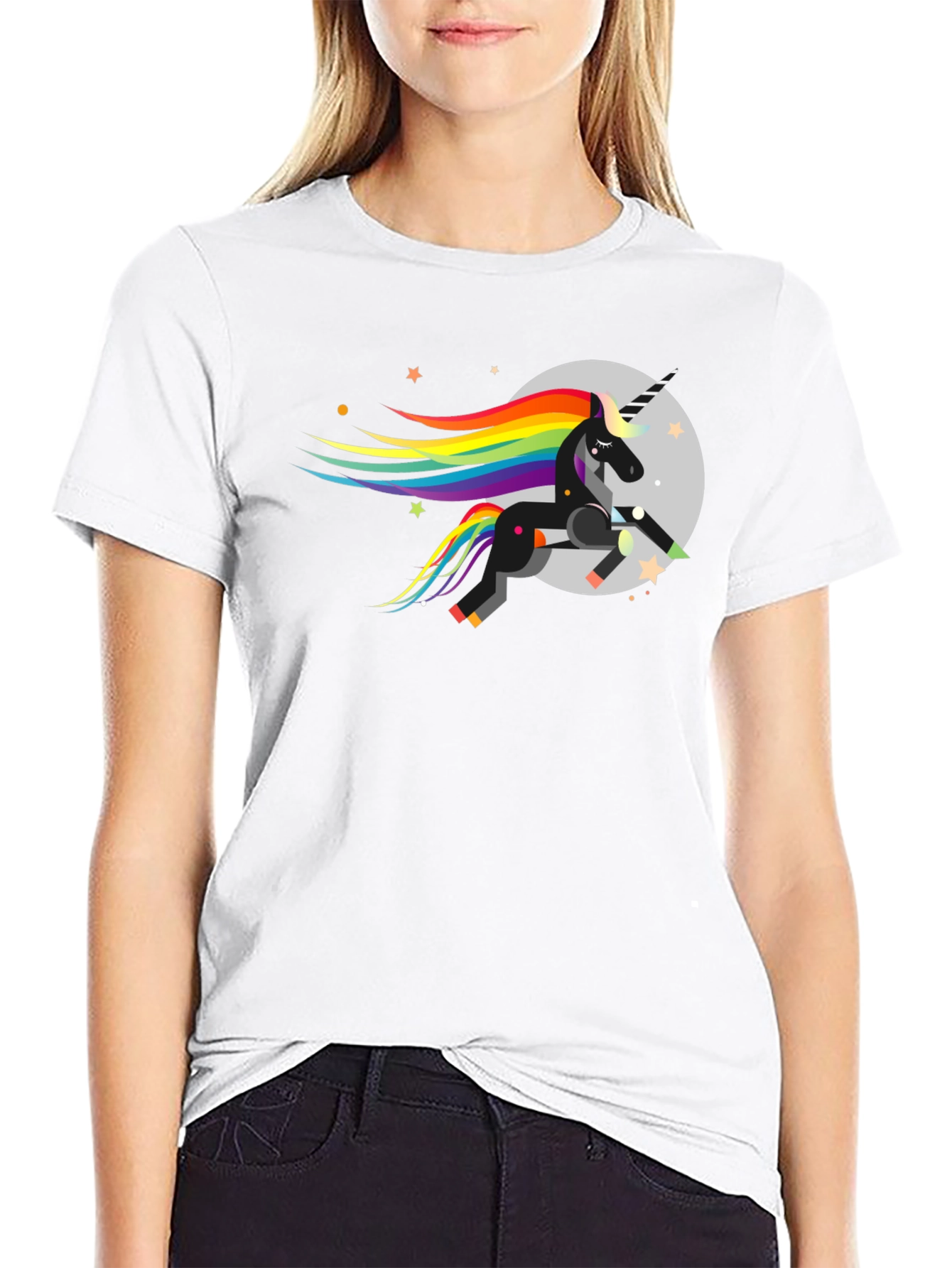 Unicorn T-Shirt - Rainbow Mane Design