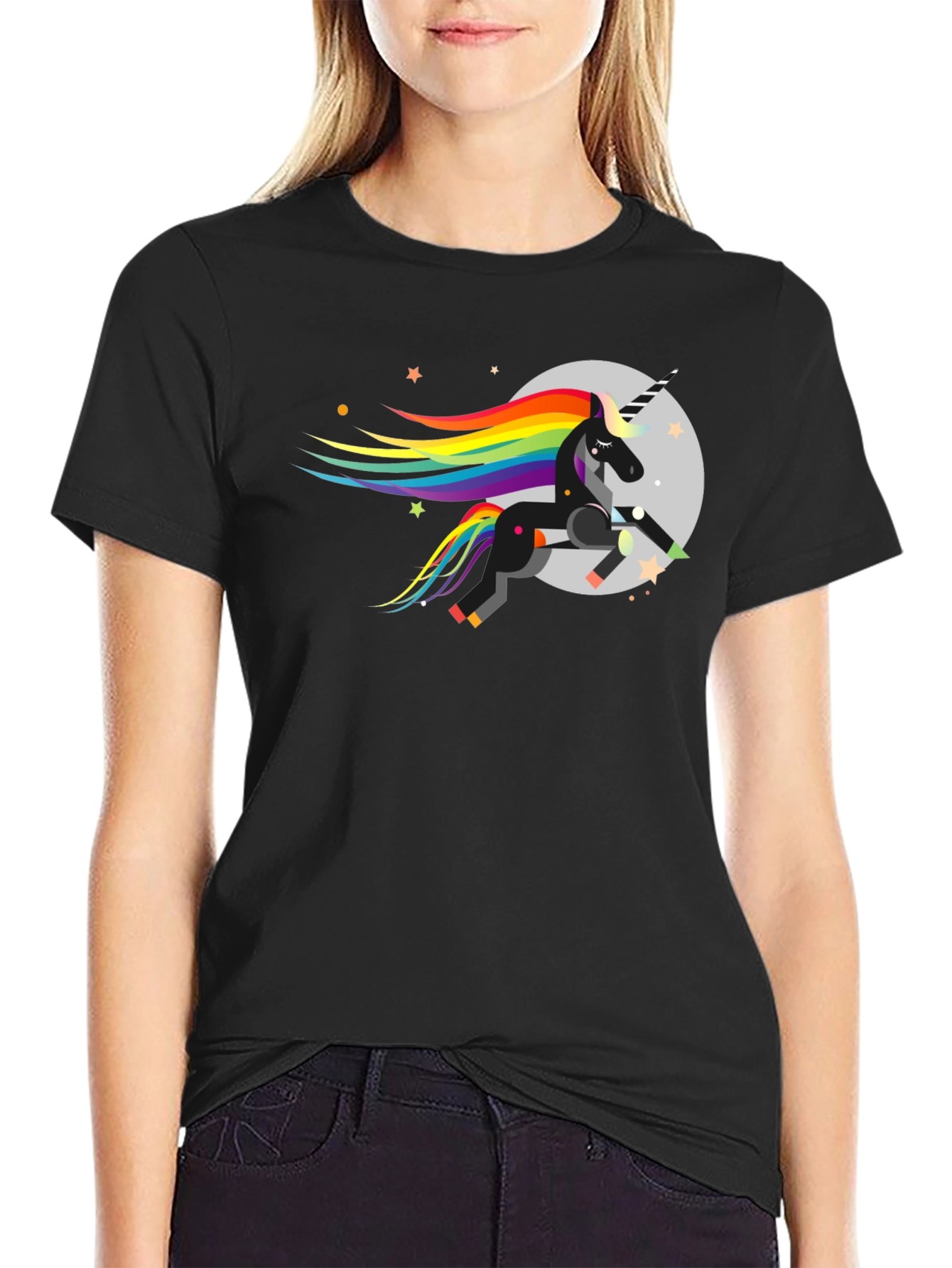 Unicorn T-Shirt - Rainbow Mane Design