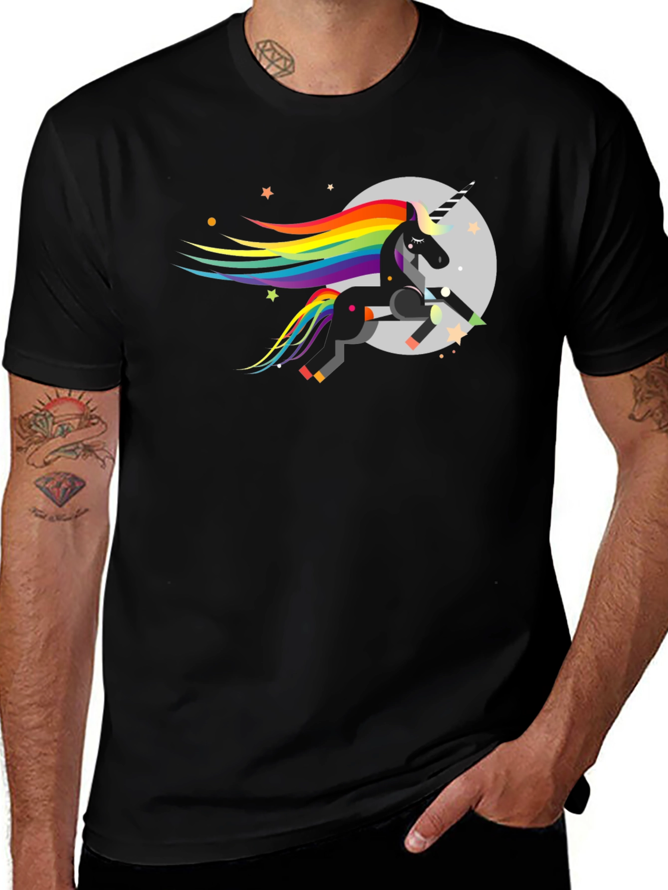 Unicorn T-Shirt - Rainbow Mane Design