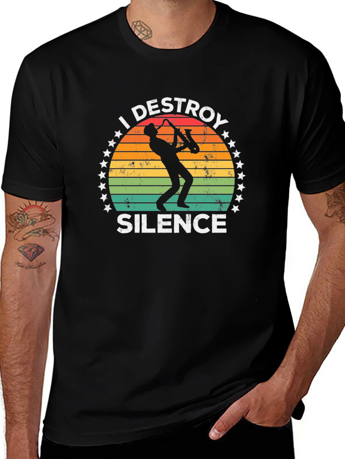 I Destroy Silence Saxophone T-Shirt