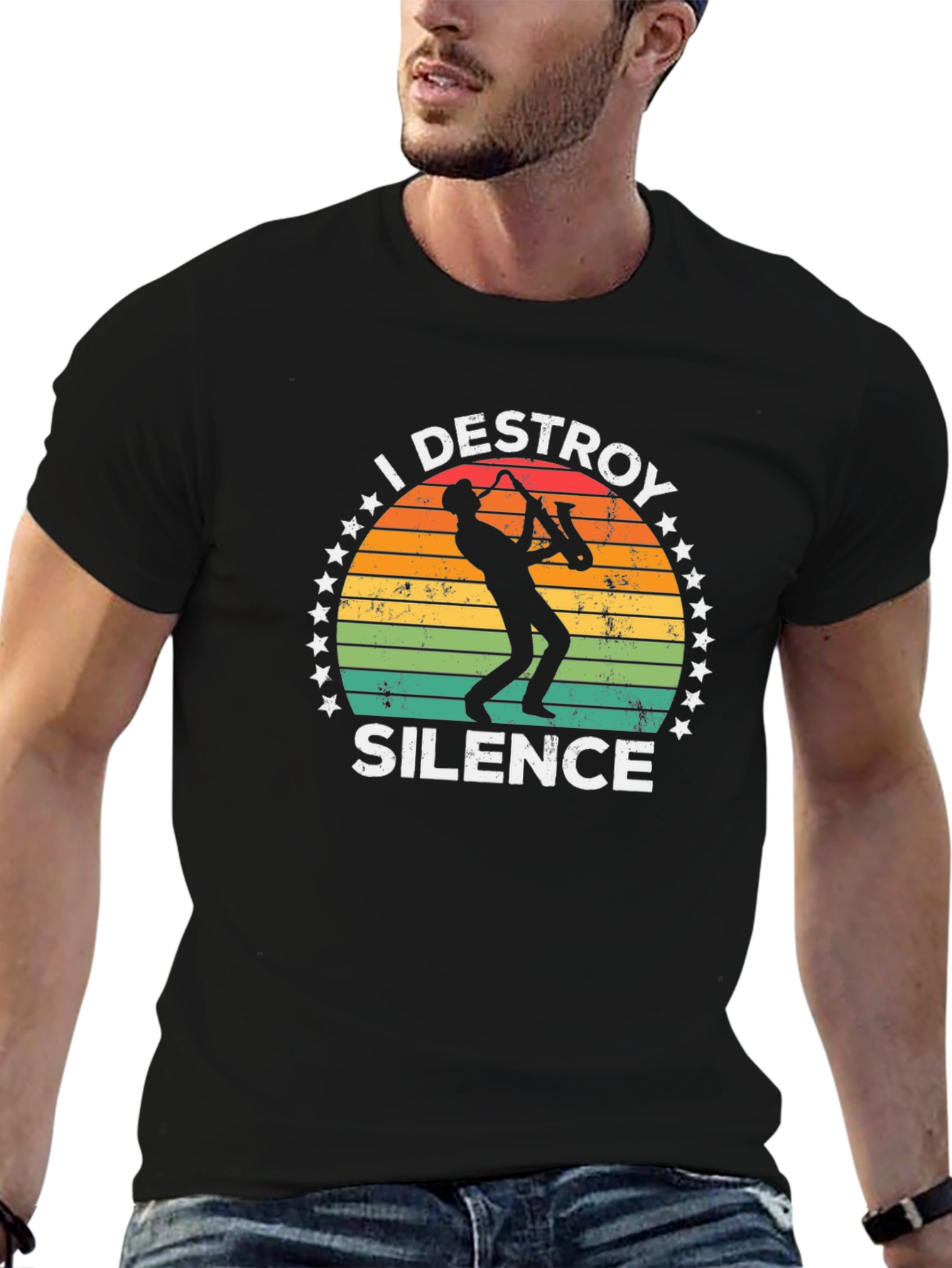 I Destroy Silence Saxophone T-Shirt