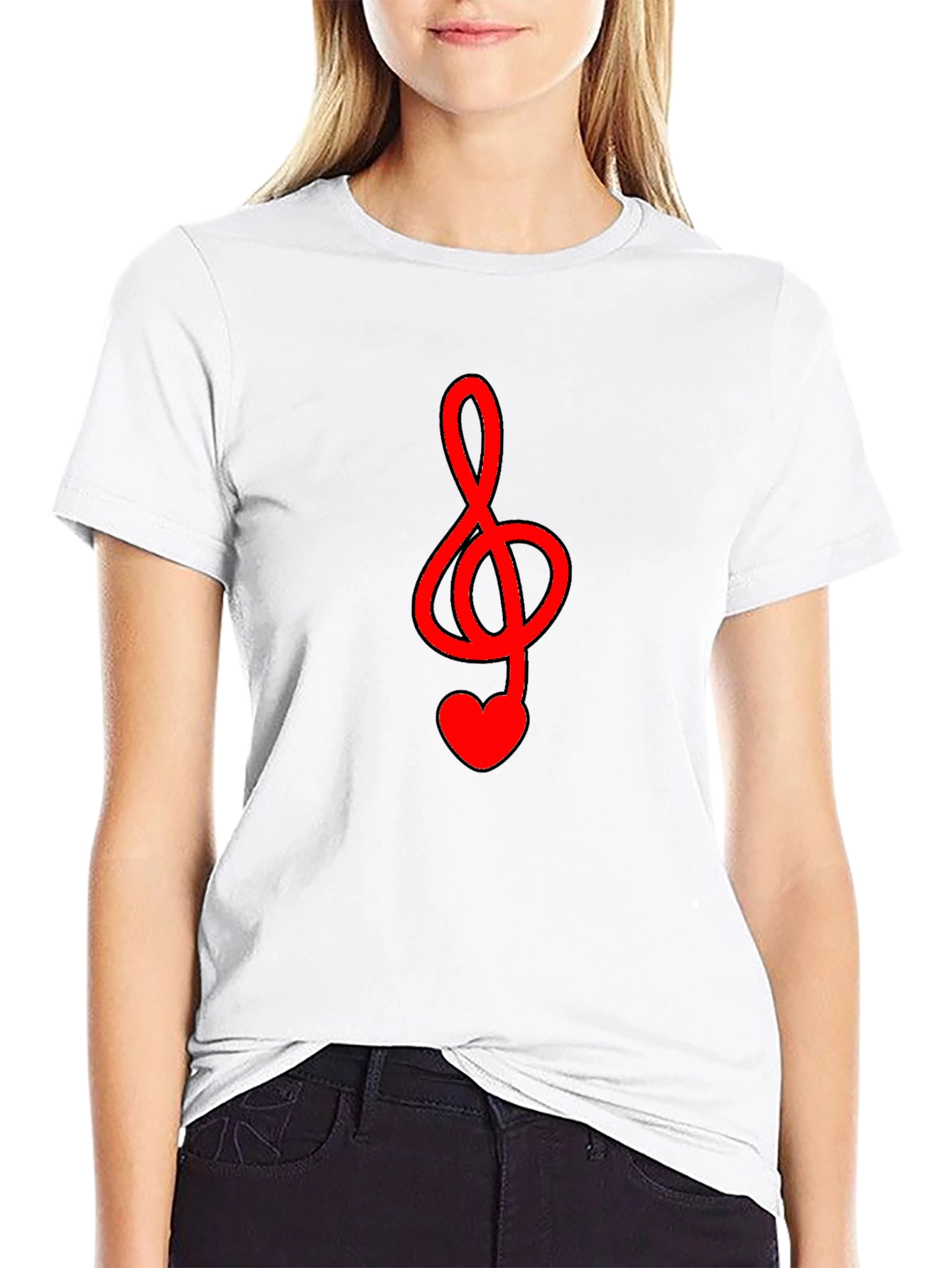 Musical Heart Treble Clef Black T-Shirt