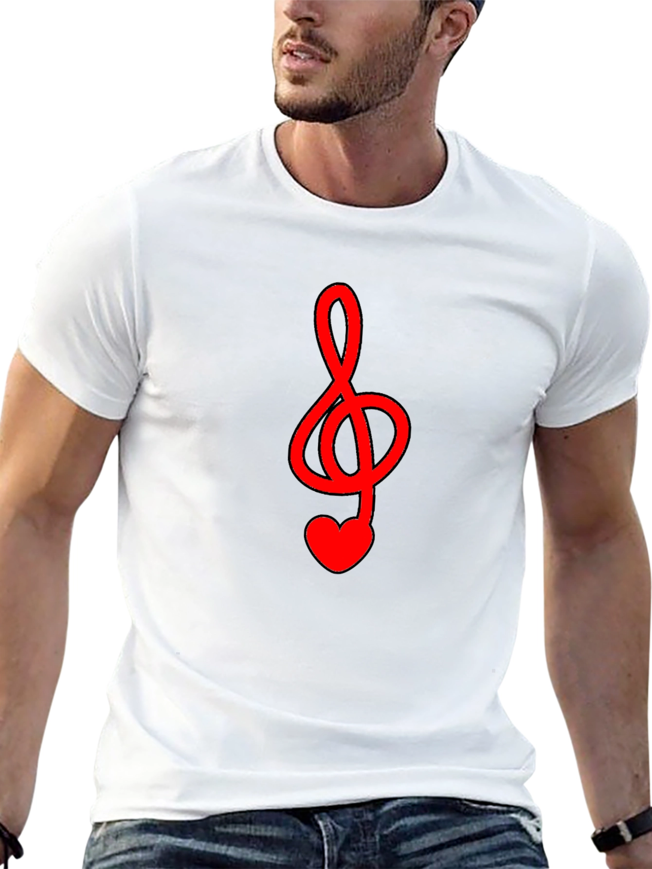 Musical Heart Treble Clef Black T-Shirt