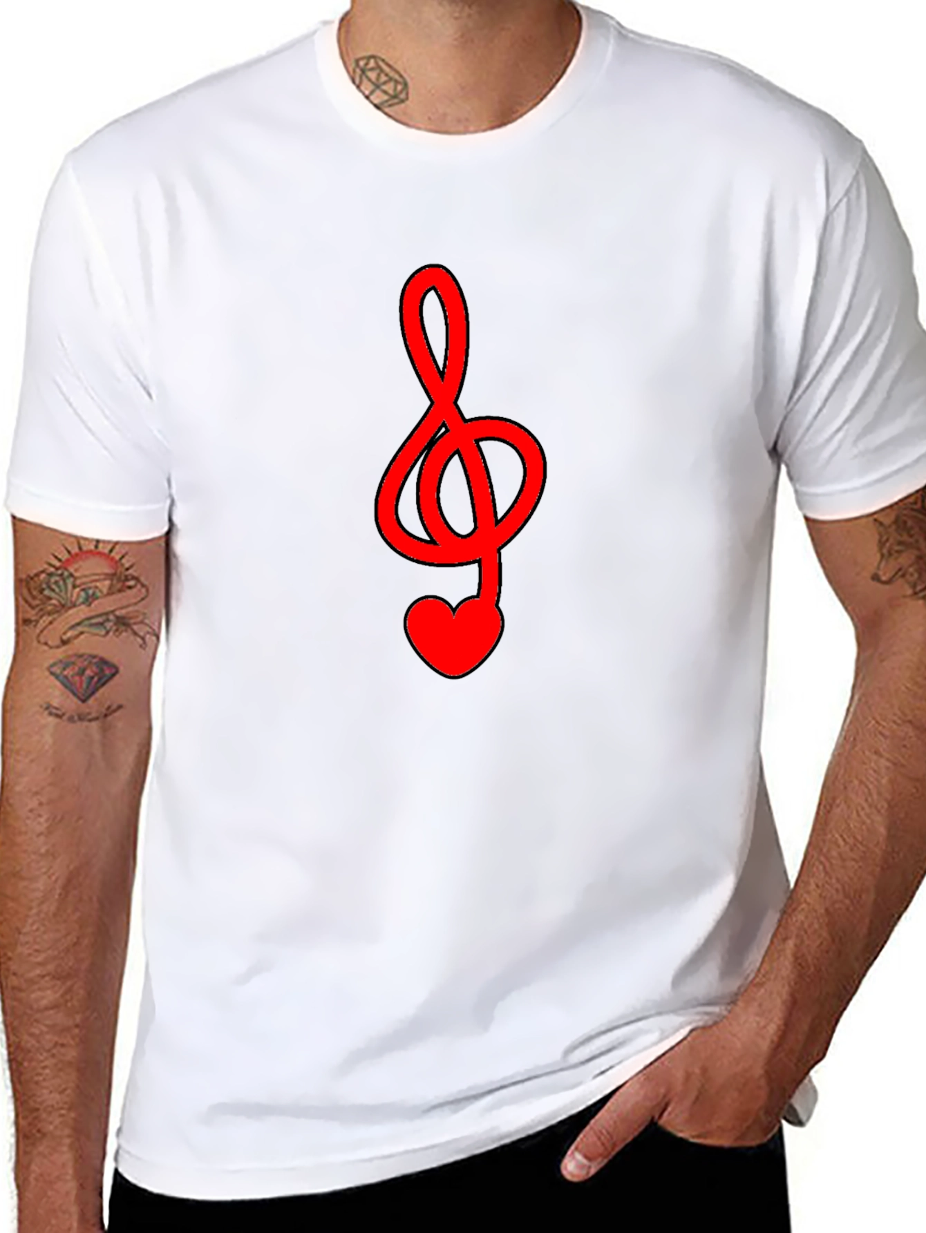 Musical Heart Treble Clef Black T-Shirt