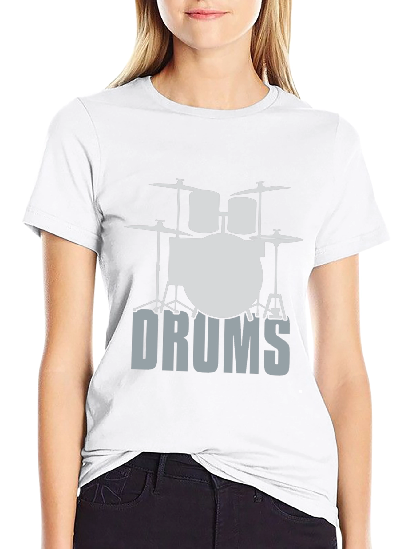 Cool Drum Set Graphic Tee - Black Cotton T-Shirt