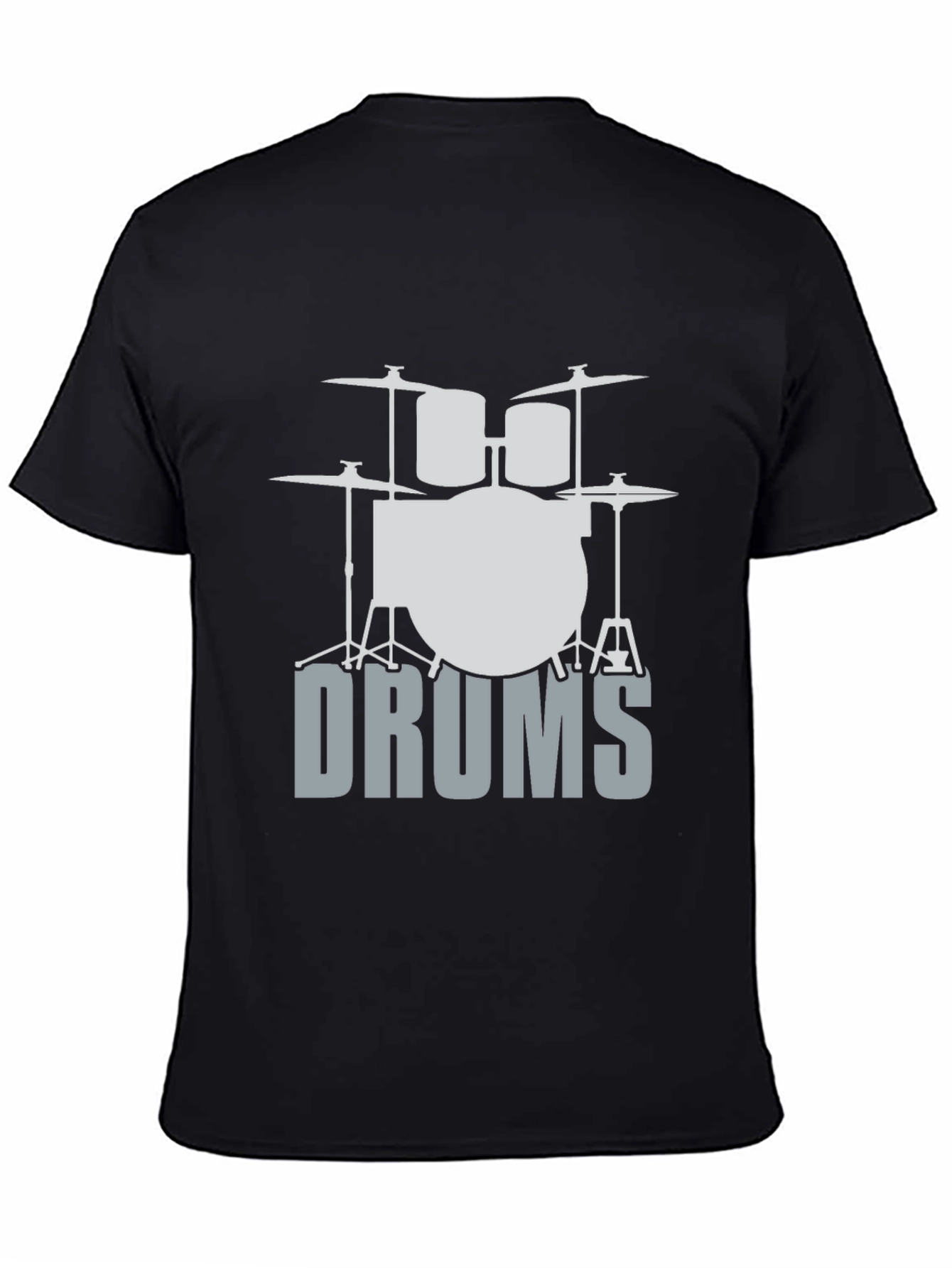 Cool Drum Set Graphic Tee - Black Cotton T-Shirt