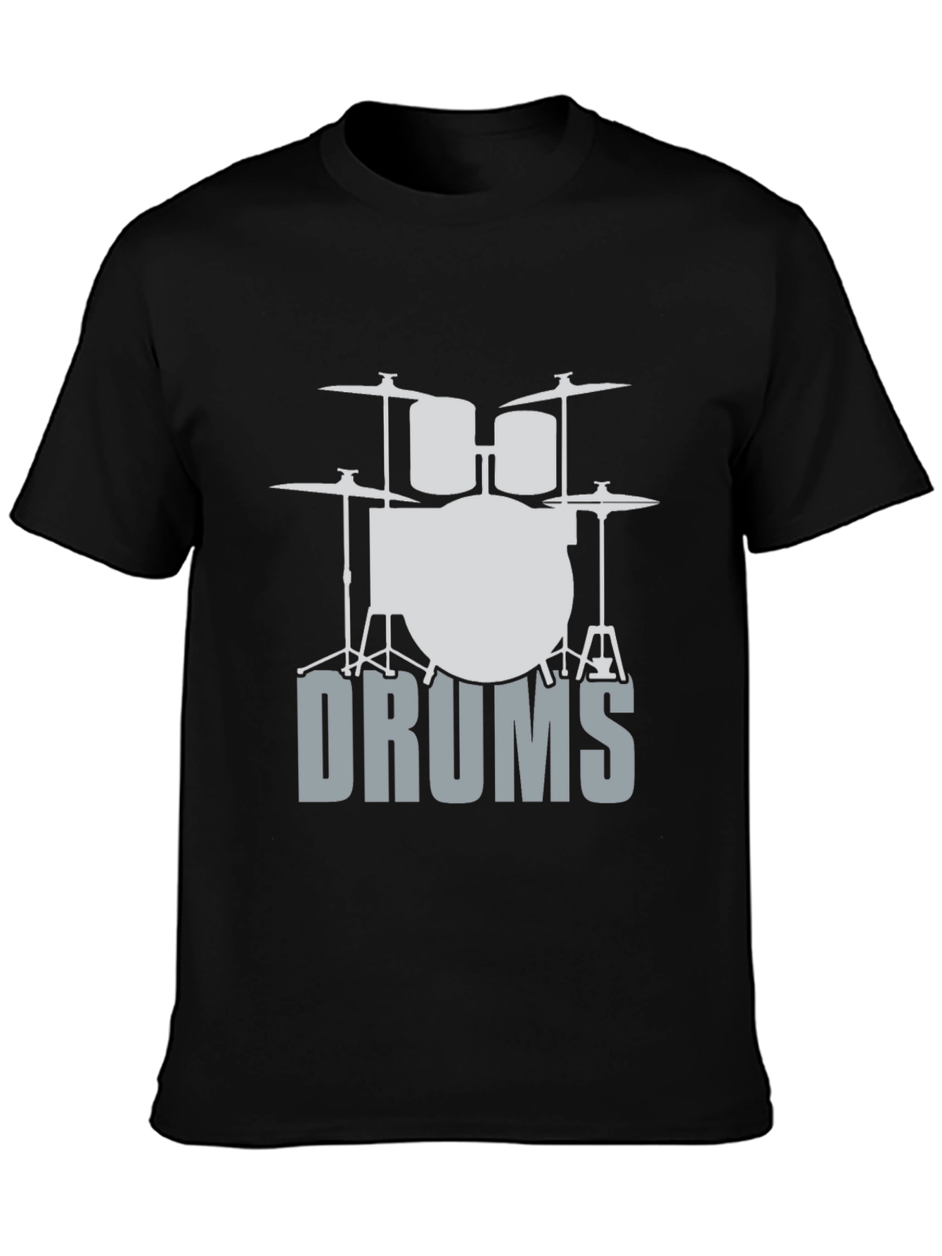Cool Drum Set Graphic Tee - Black Cotton T-Shirt