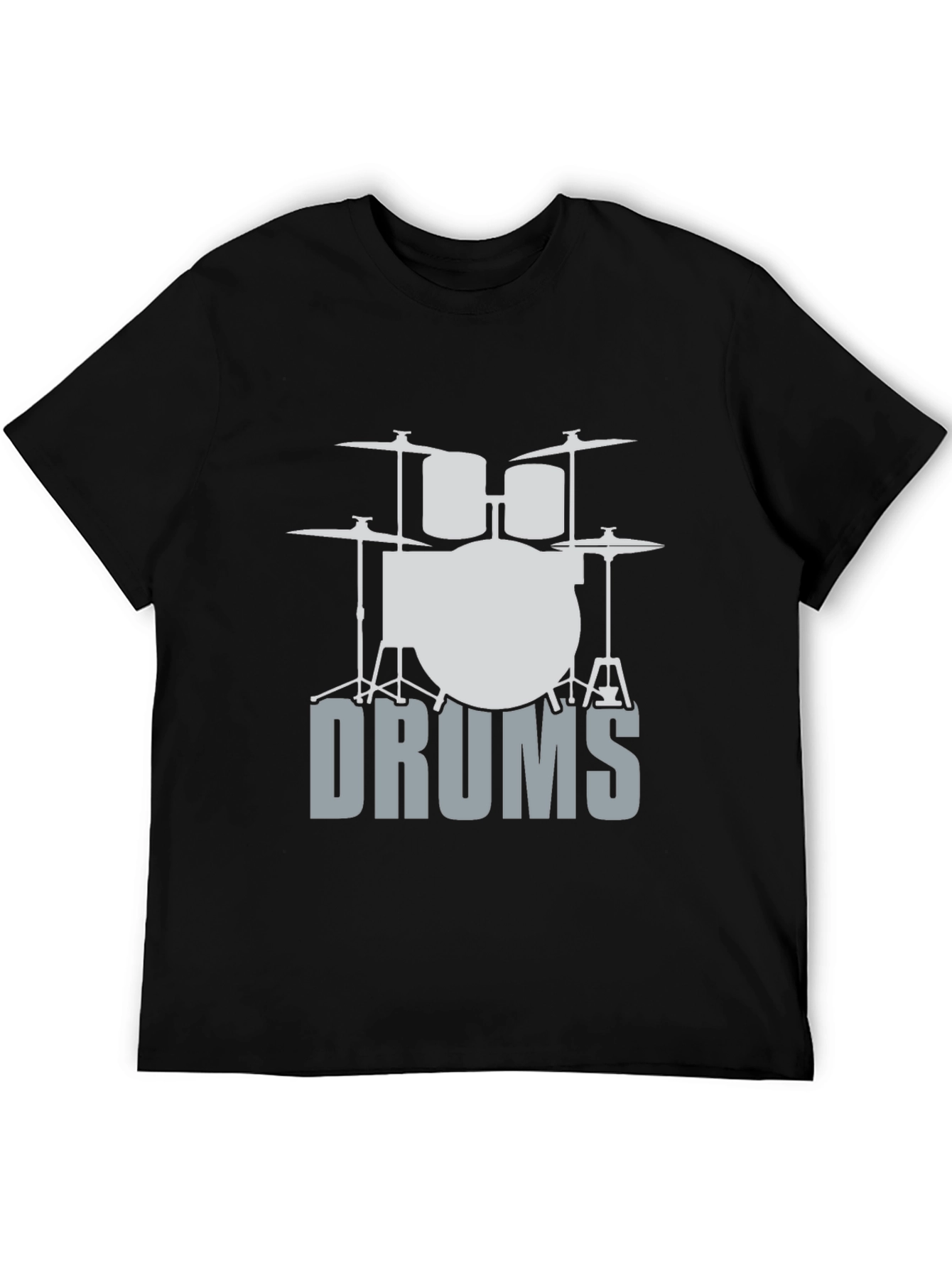 Cool Drum Set Graphic Tee - Black Cotton T-Shirt