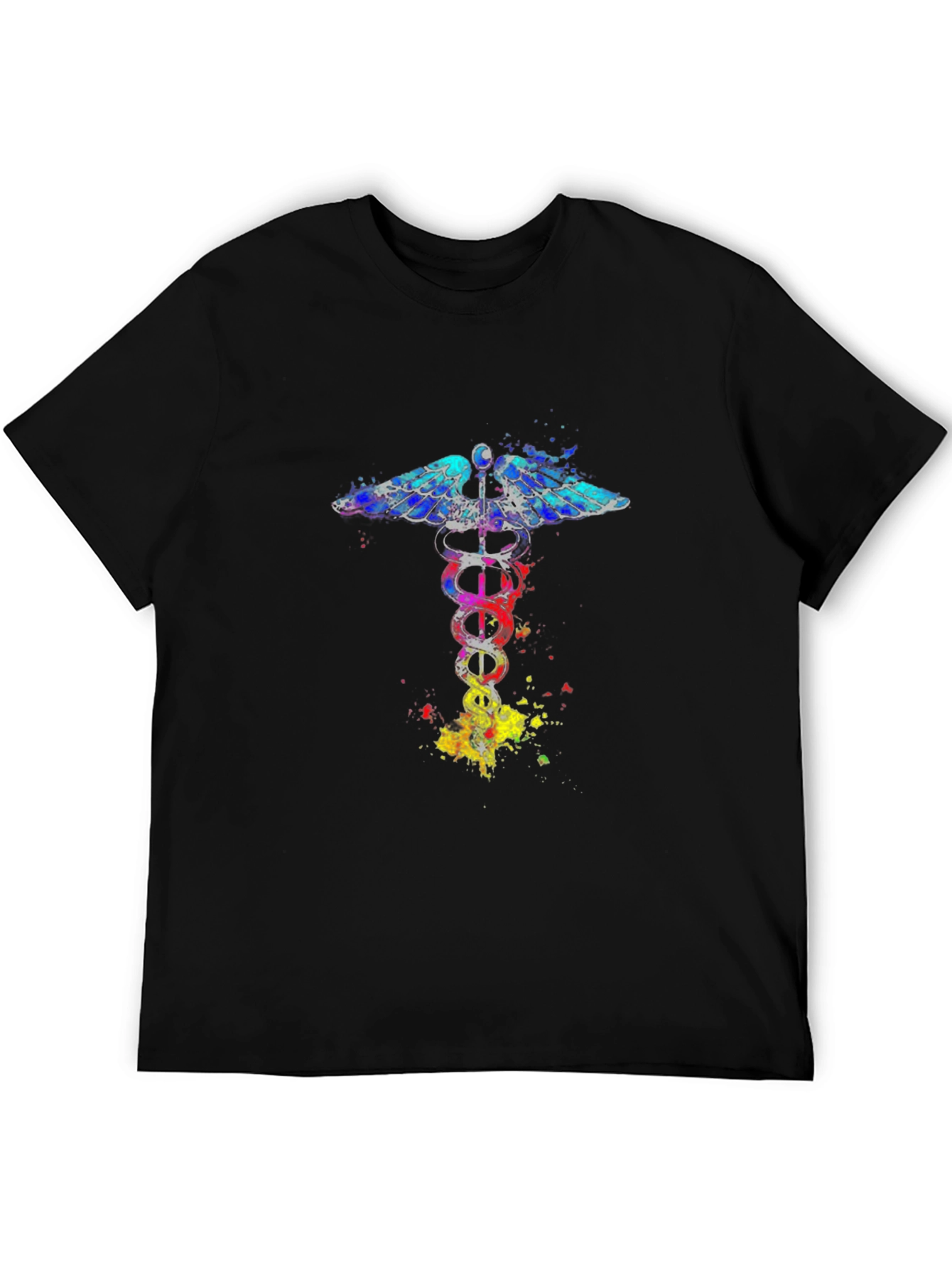 Caduceus Symbol Graphic Tee - Artistic Medical Design