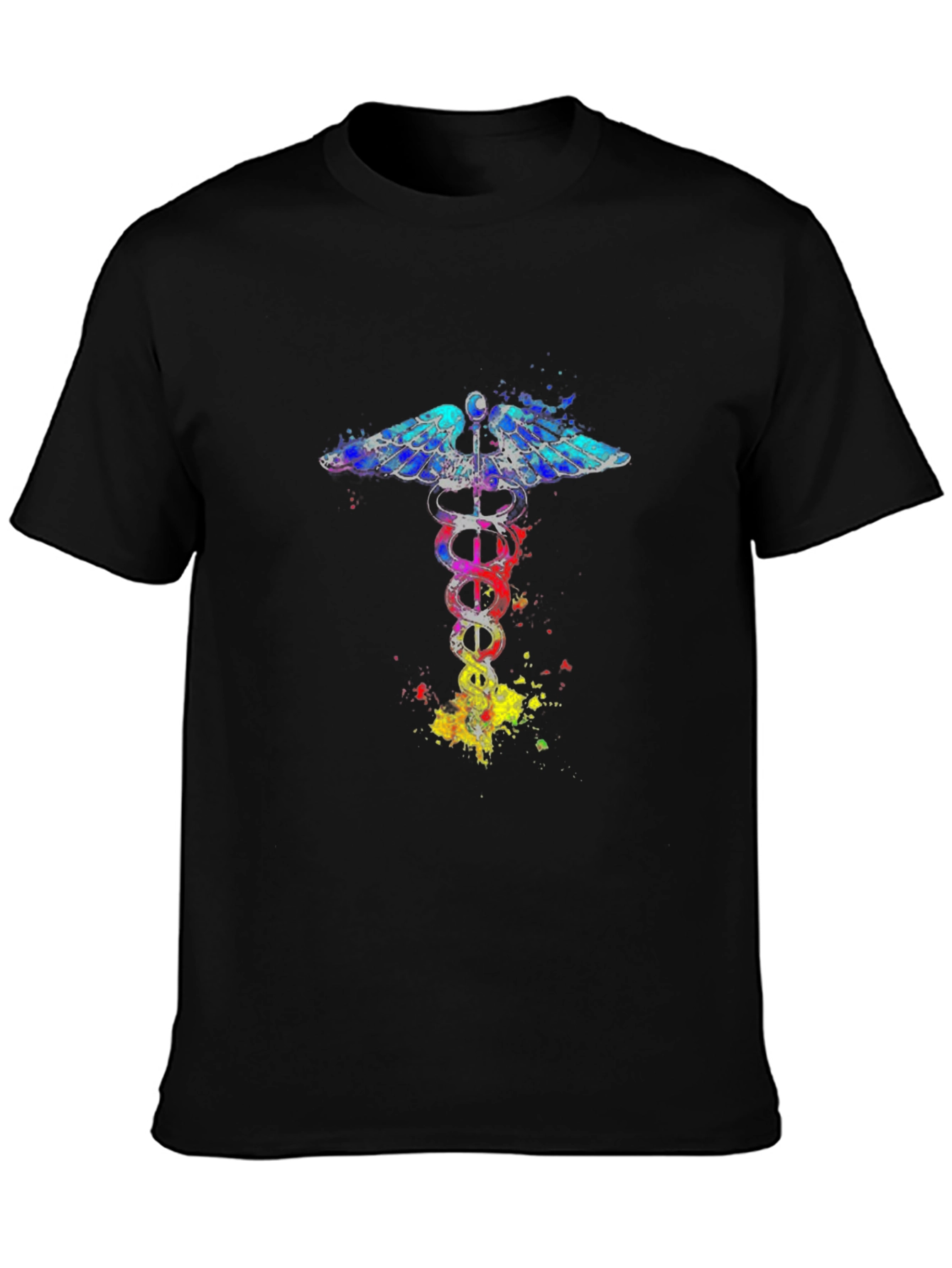 Caduceus Symbol Graphic Tee - Artistic Medical Design
