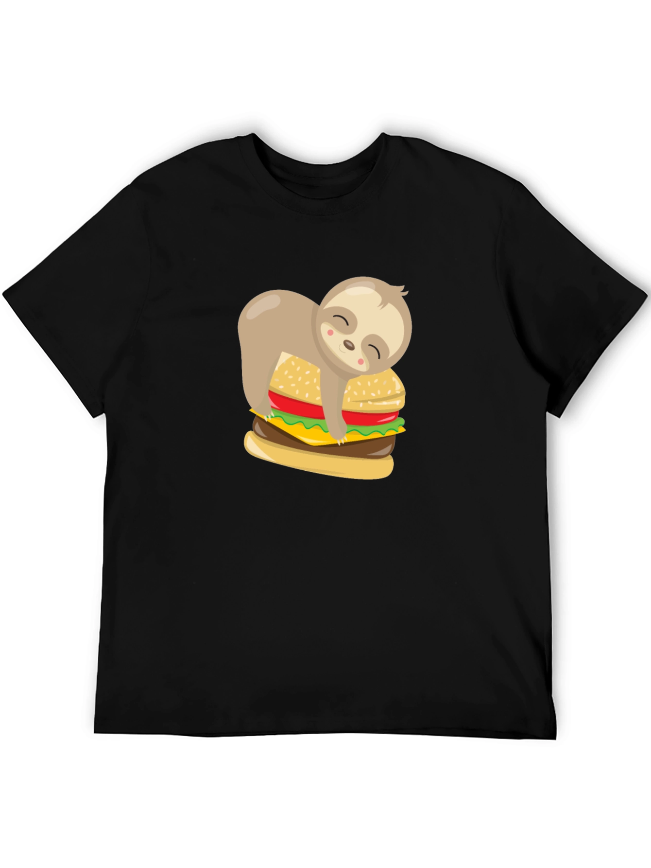 Sloth Burger Graphic Tee - Black Unisex T-Shirt