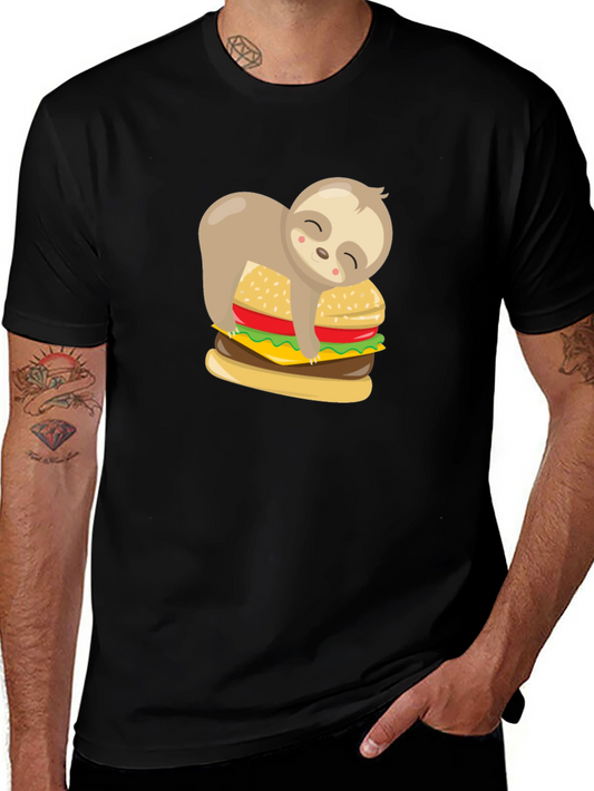 Sloth Burger Graphic Tee - Black Unisex T-Shirt