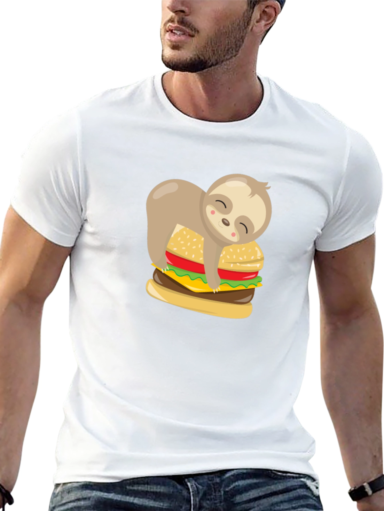 Sloth Burger Graphic Tee - Black Unisex T-Shirt