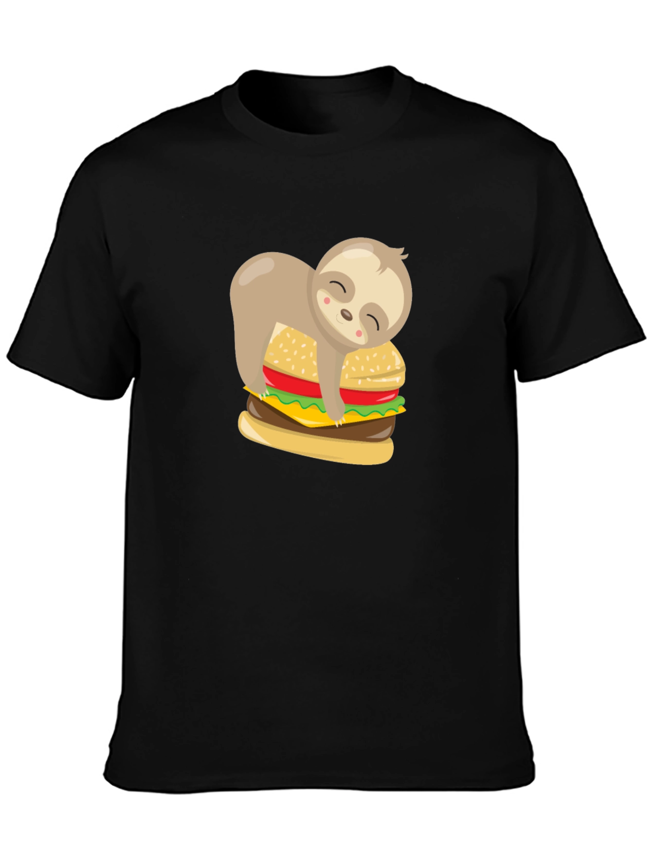 Sloth Burger Graphic Tee - Black Unisex T-Shirt