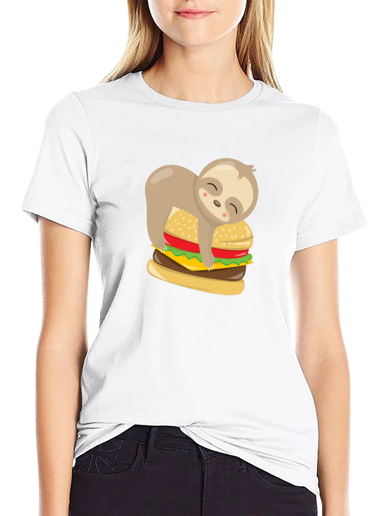 Sloth Burger Graphic Tee - Black Unisex T-Shirt
