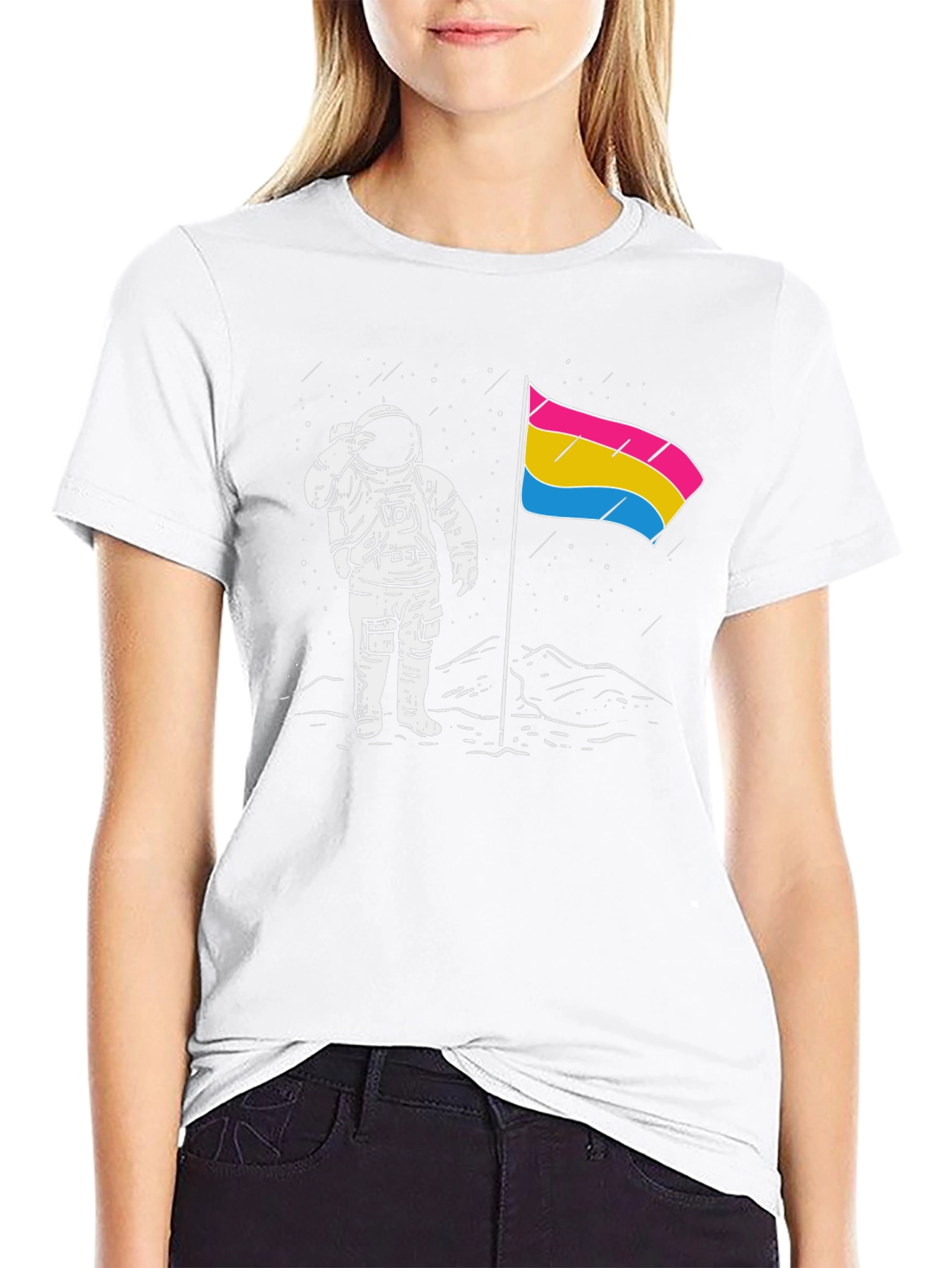 Astronaut Pansexual Pride Flag Black T-Shirt