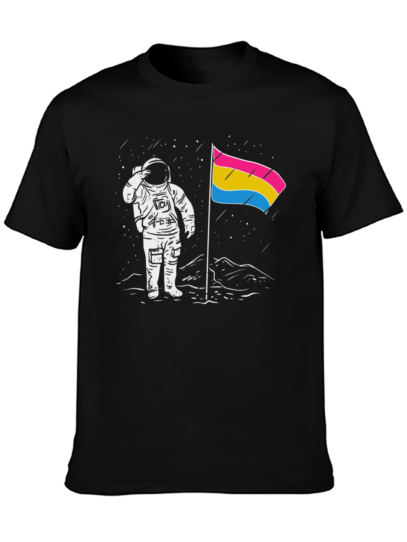 Astronaut Pansexual Pride Flag Black T-Shirt