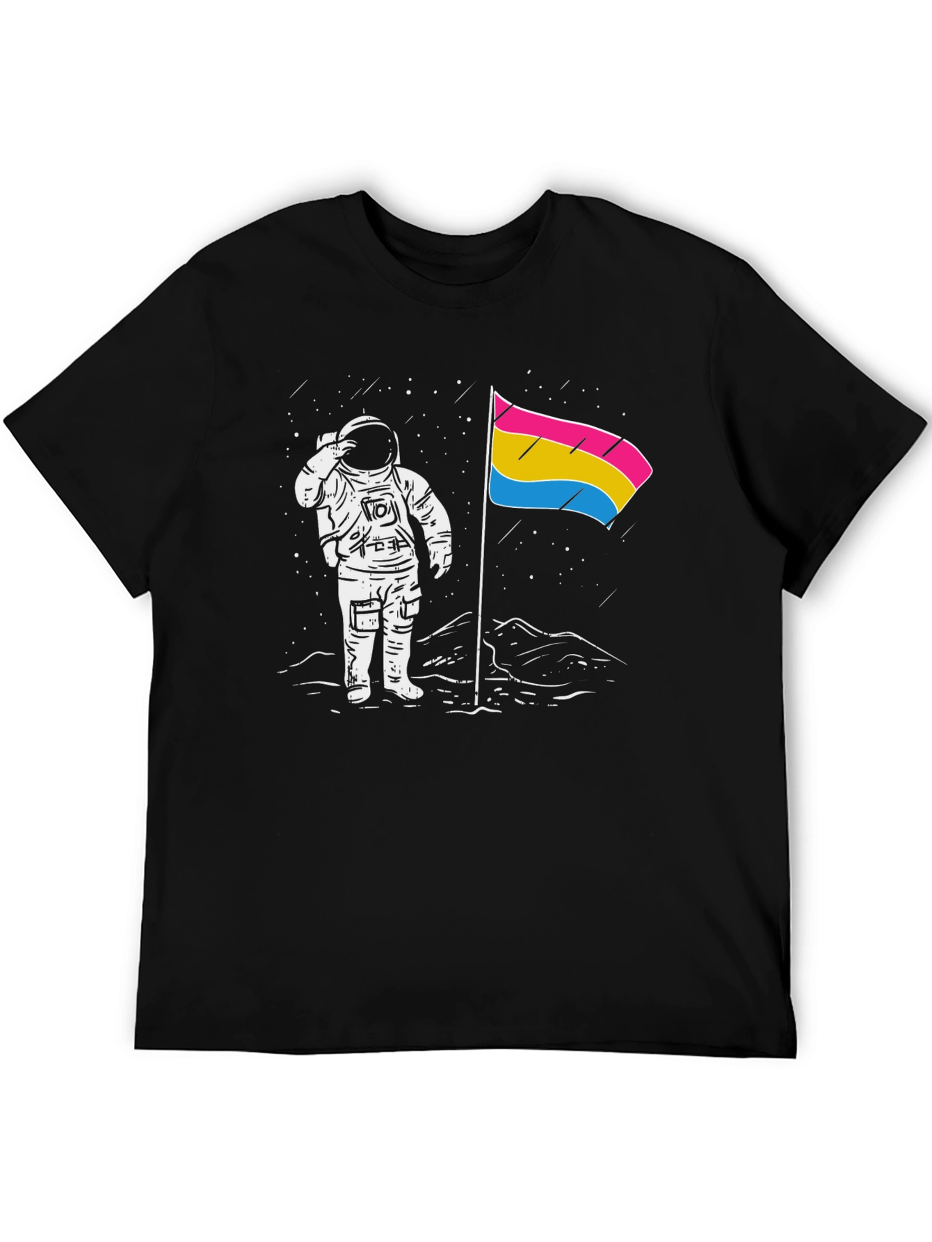 Astronaut Pansexual Pride Flag Black T-Shirt