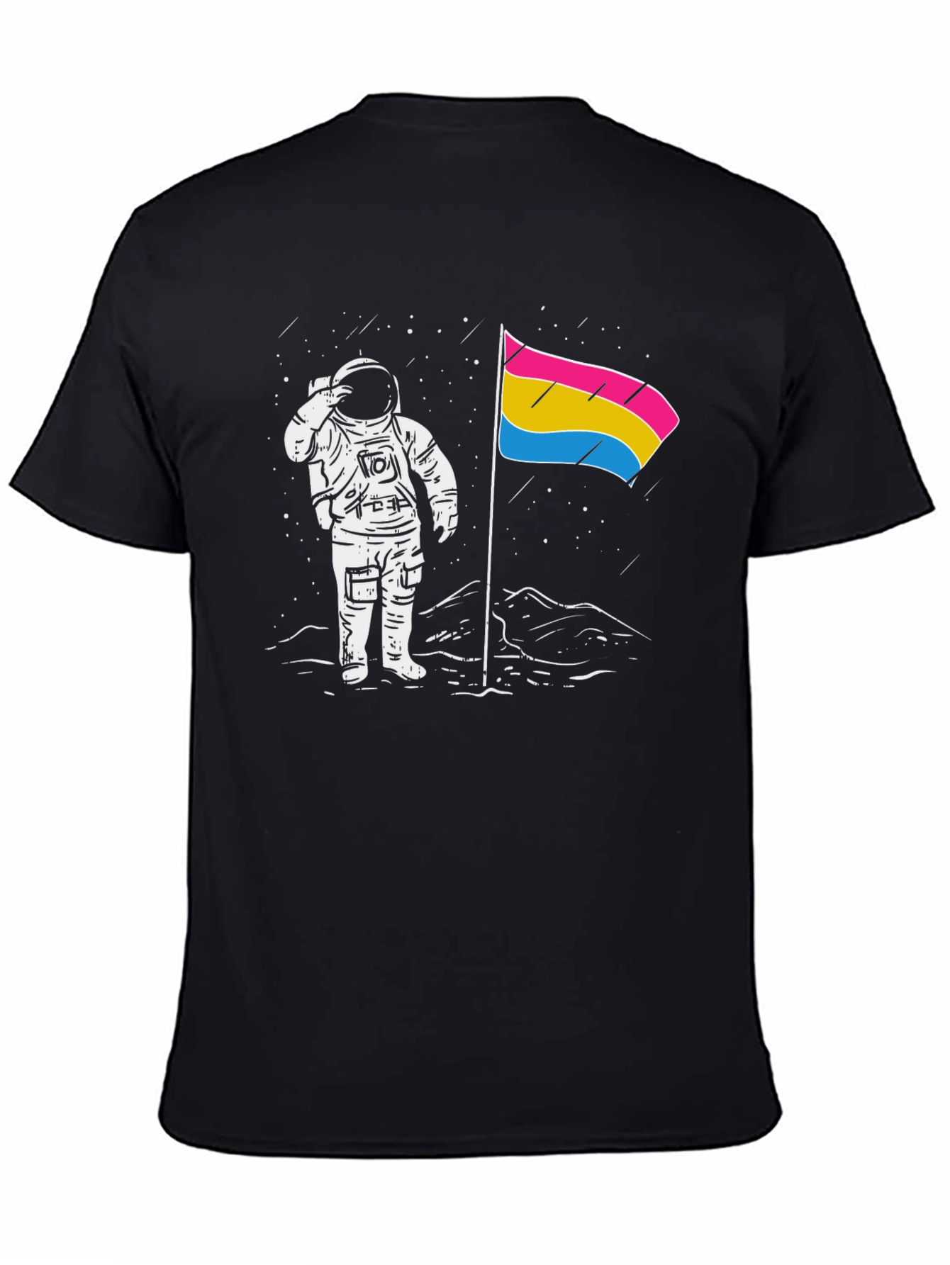Astronaut Pansexual Pride Flag Black T-Shirt