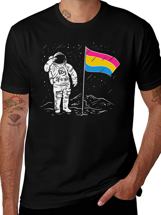 Astronaut Pansexual Pride Flag Black T-Shirt