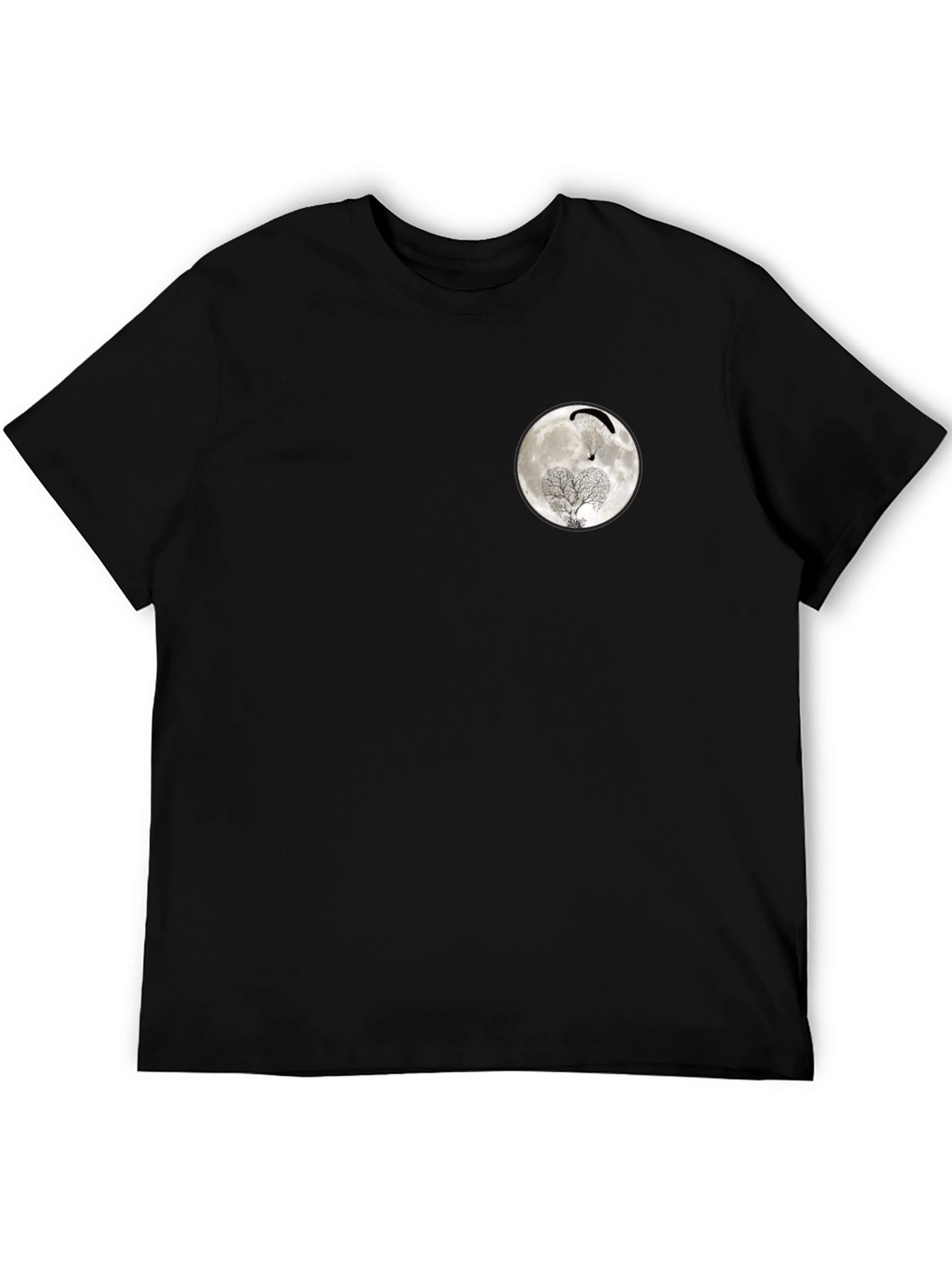 Moon Paragliding Tree Black T-Shirt