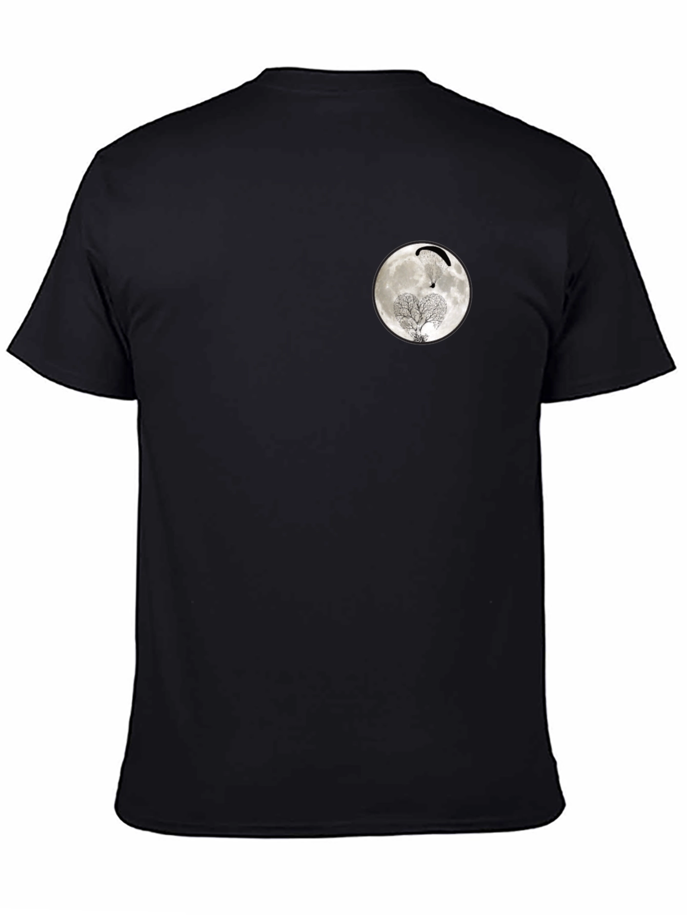 Moon Paragliding Tree Black T-Shirt