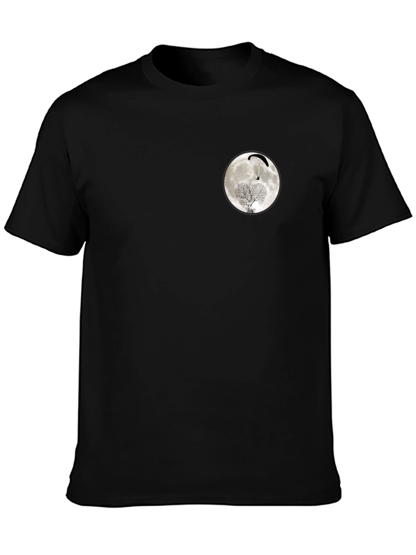 Moon Paragliding Tree Black T-Shirt