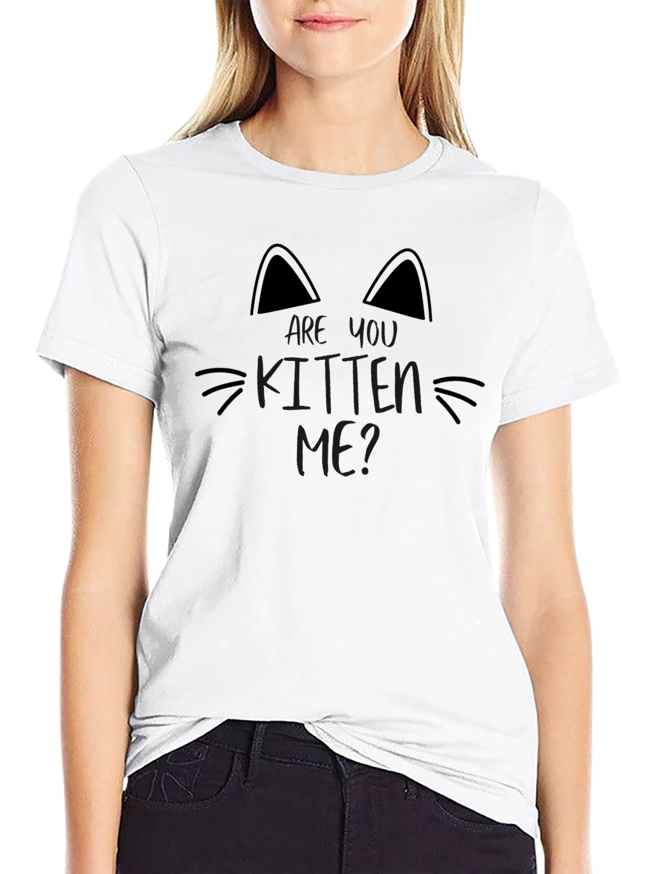 Are You Kitten Me? Black Graphic T-Shirt