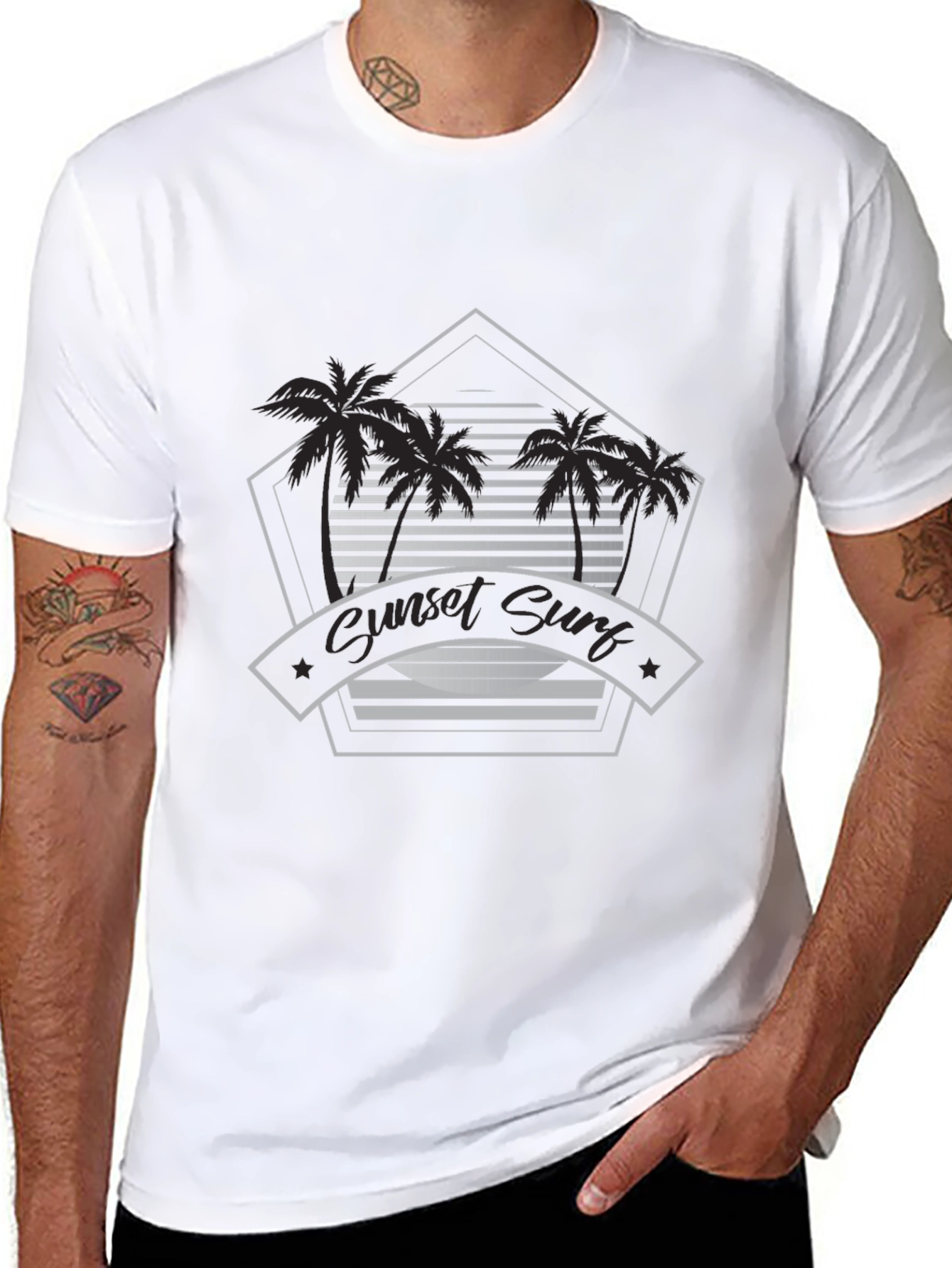 Sunset Surf Graphic Tee - Black