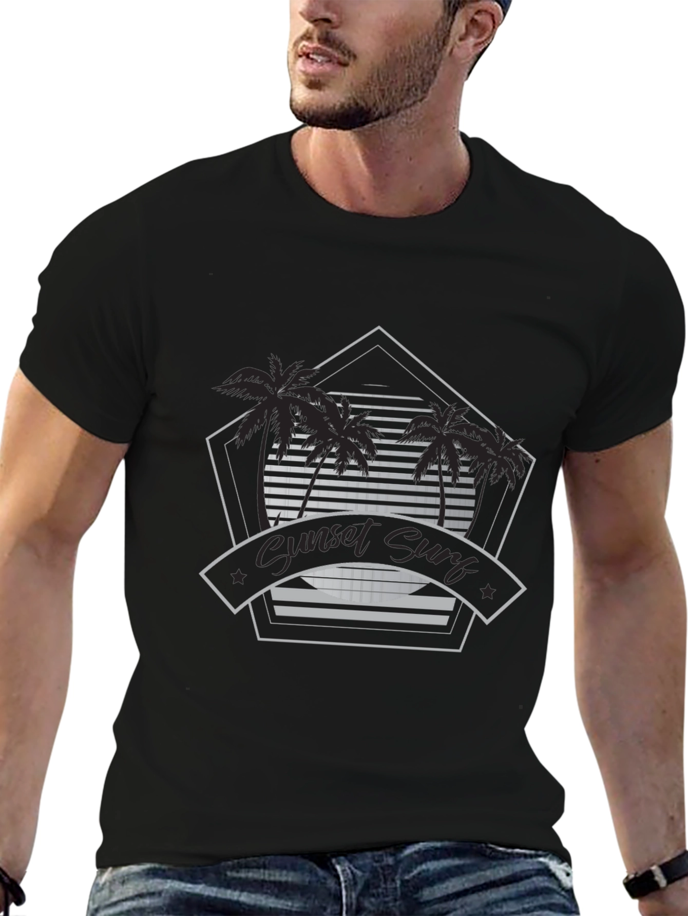 Sunset Surf Graphic Tee - Black