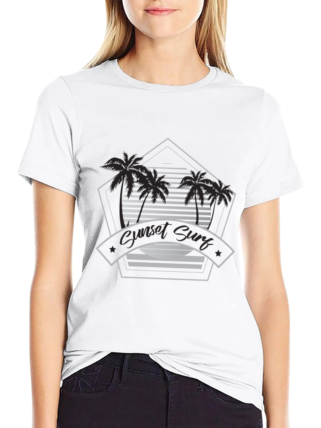 Sunset Surf Graphic Tee - Black