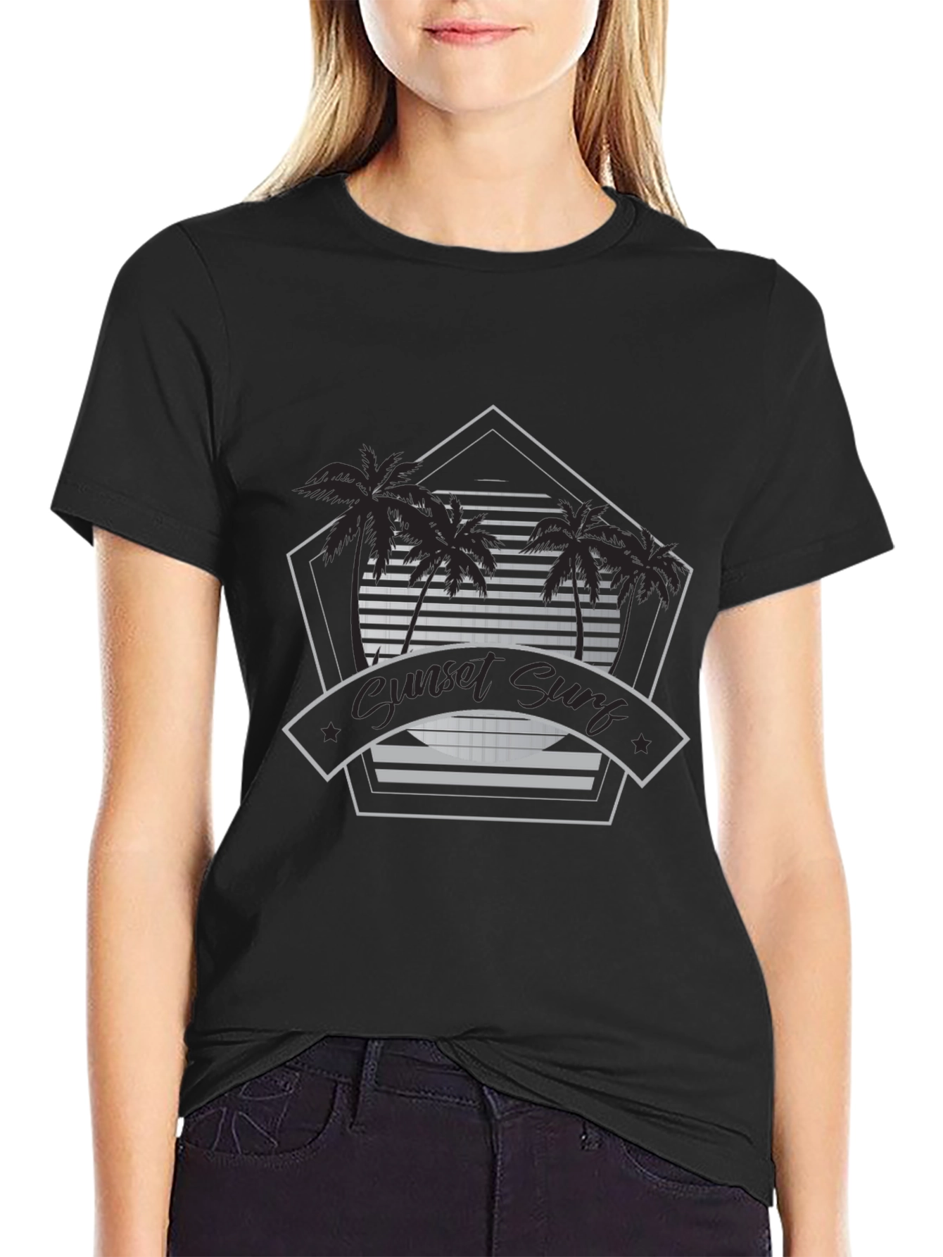 Sunset Surf Graphic Tee - Black