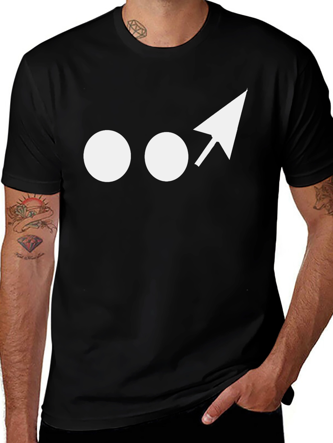Minimalist Graphic Tee: Dots and Arrow Design