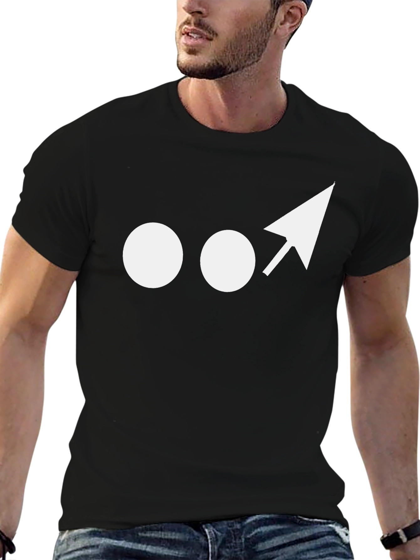 Minimalist Graphic Tee: Dots and Arrow Design