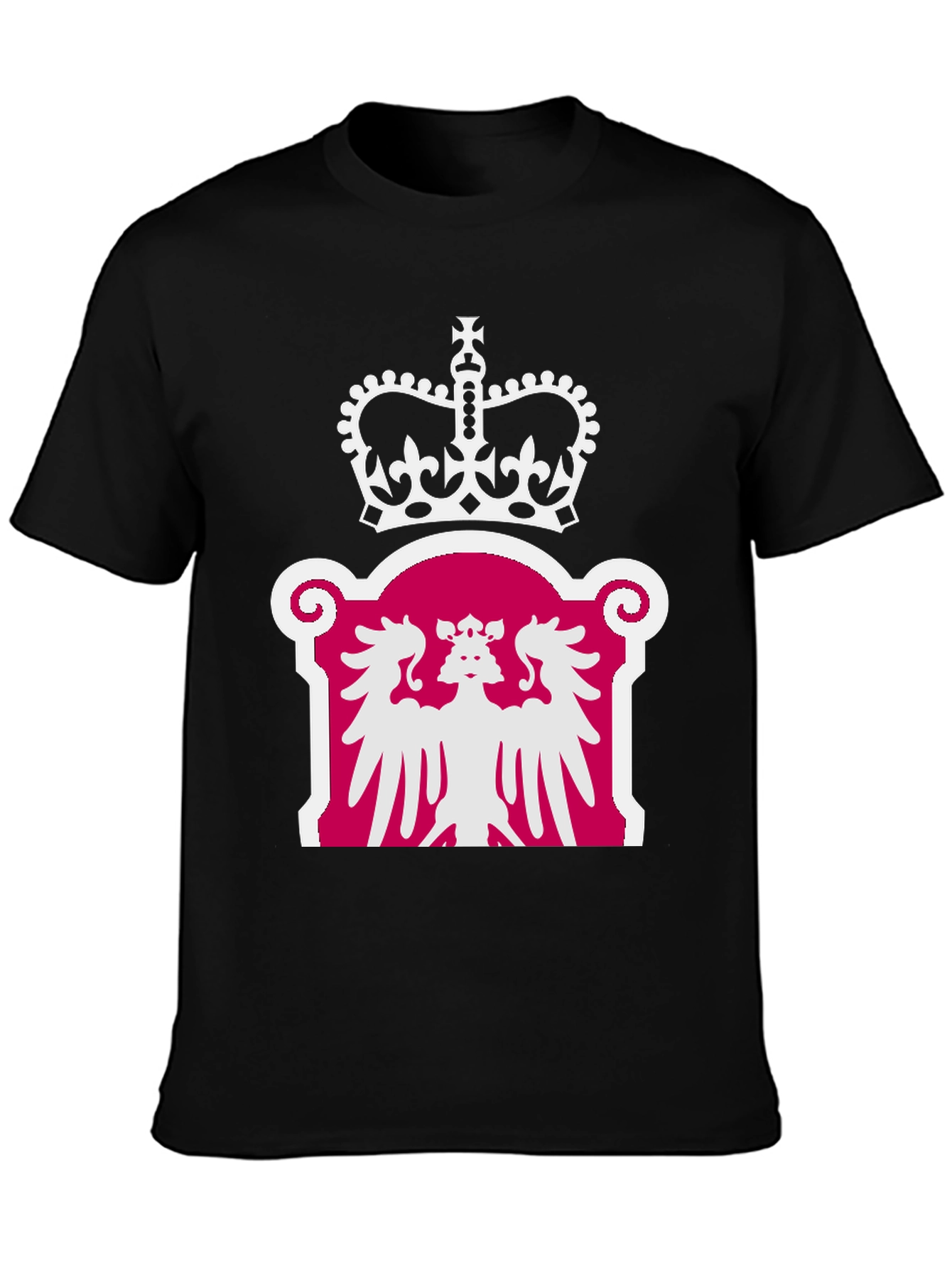 Regal Crown & Eagle Graphic Tee - Classic Black