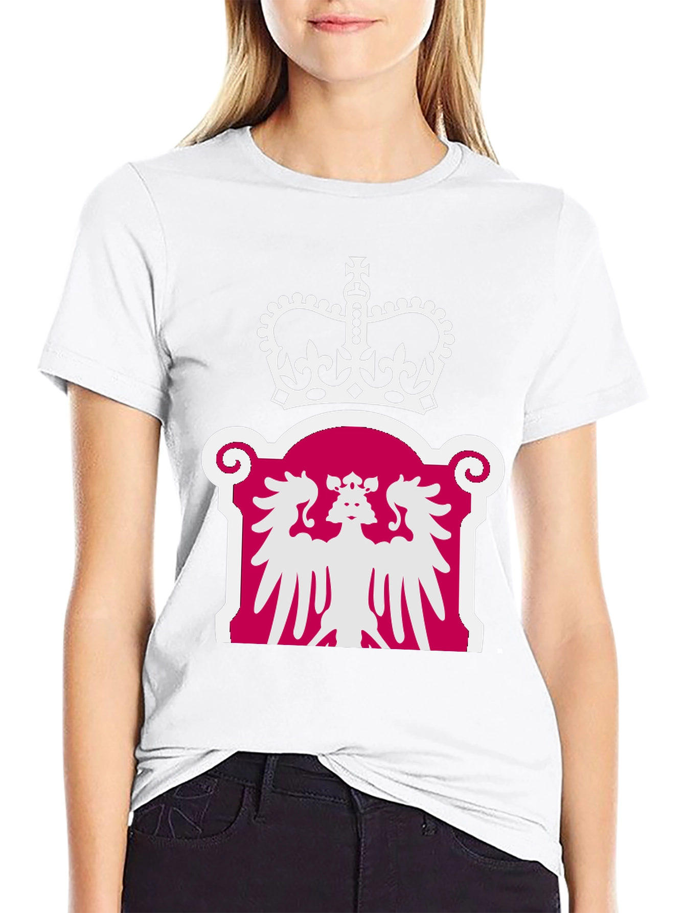 Regal Crown & Eagle Graphic Tee - Classic Black
