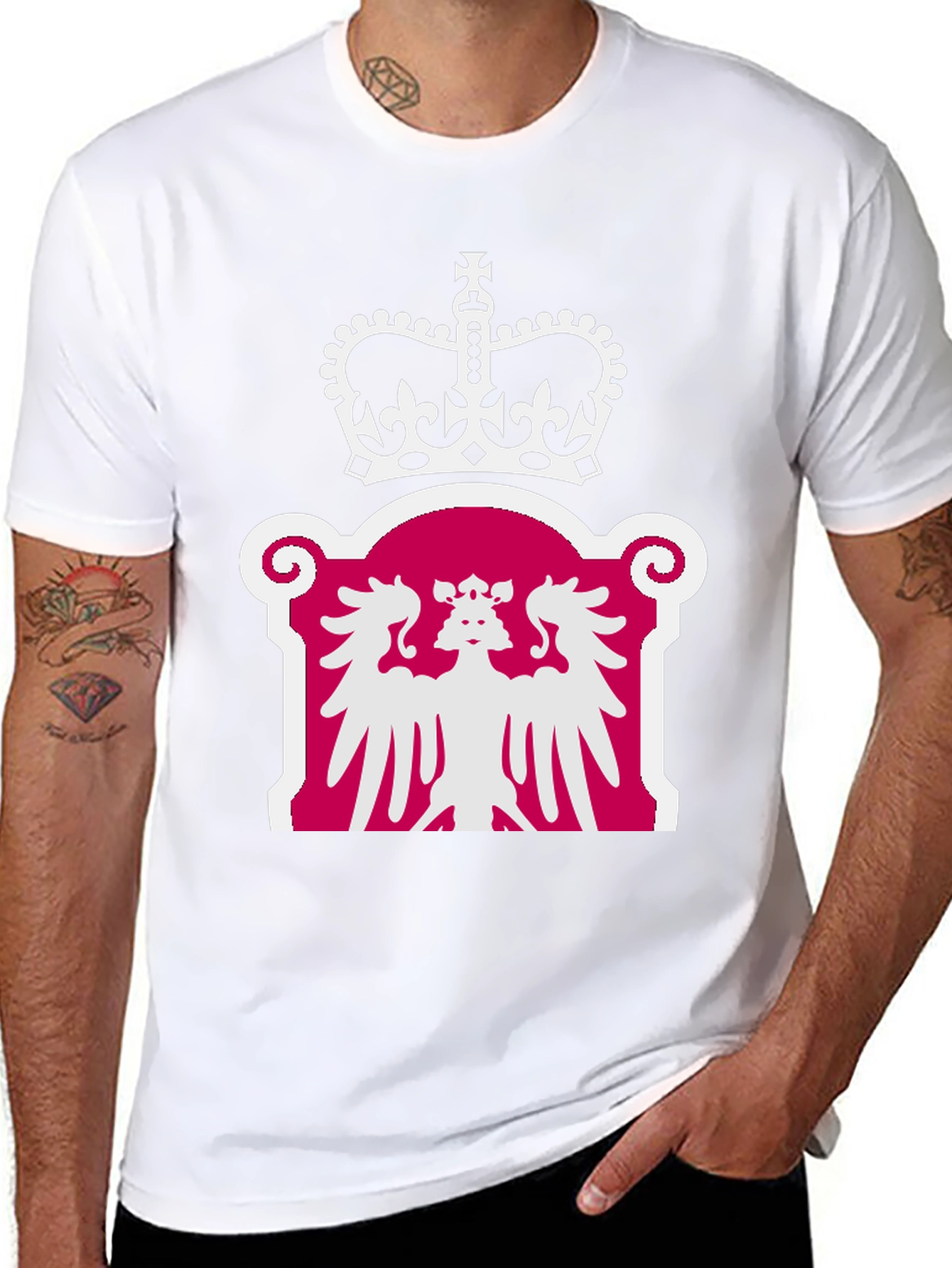 Regal Crown & Eagle Graphic Tee - Classic Black