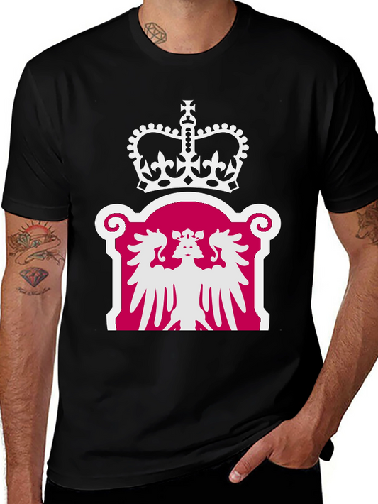 Regal Crown & Eagle Graphic Tee - Classic Black