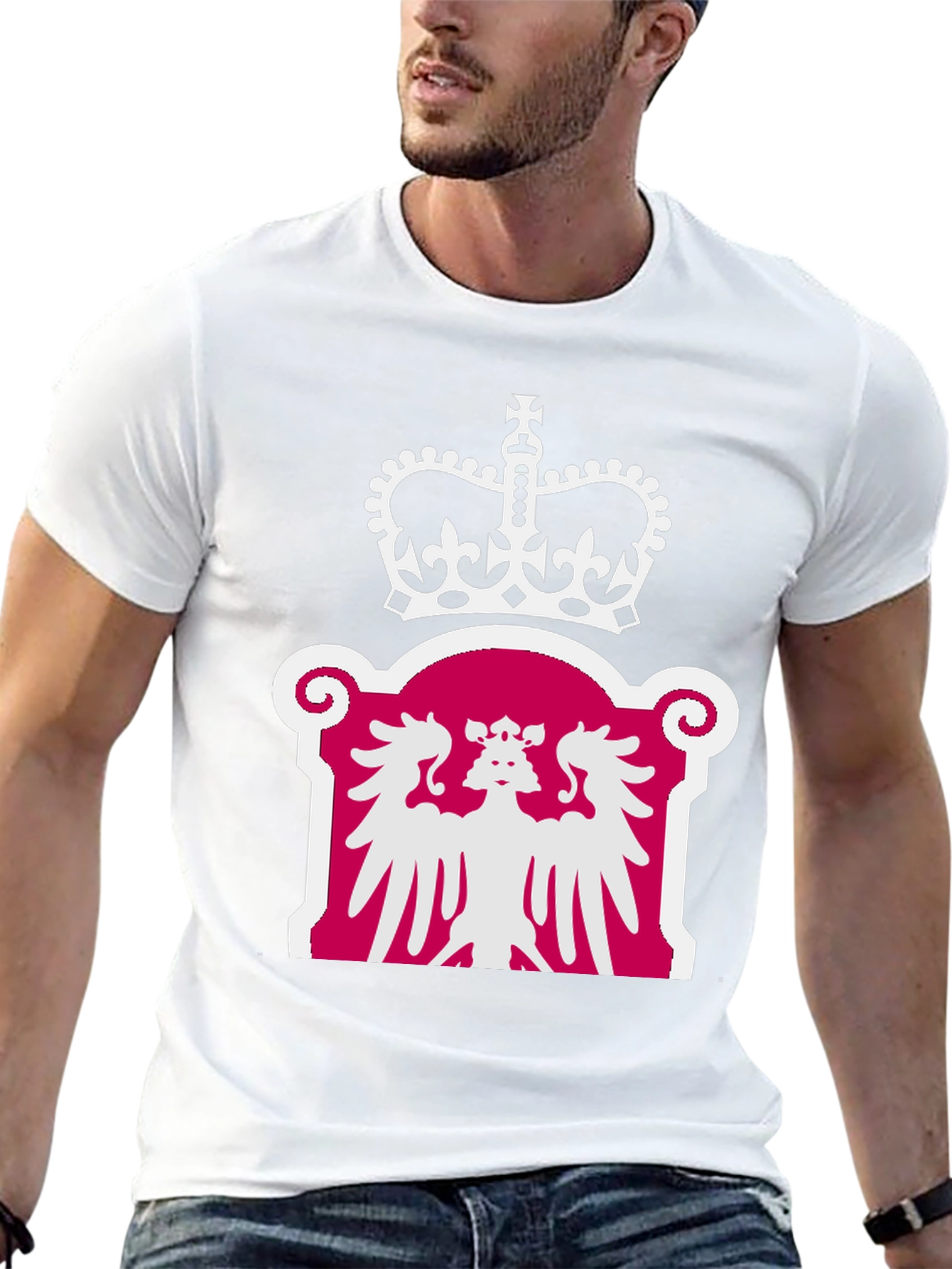 Regal Crown & Eagle Graphic Tee - Classic Black
