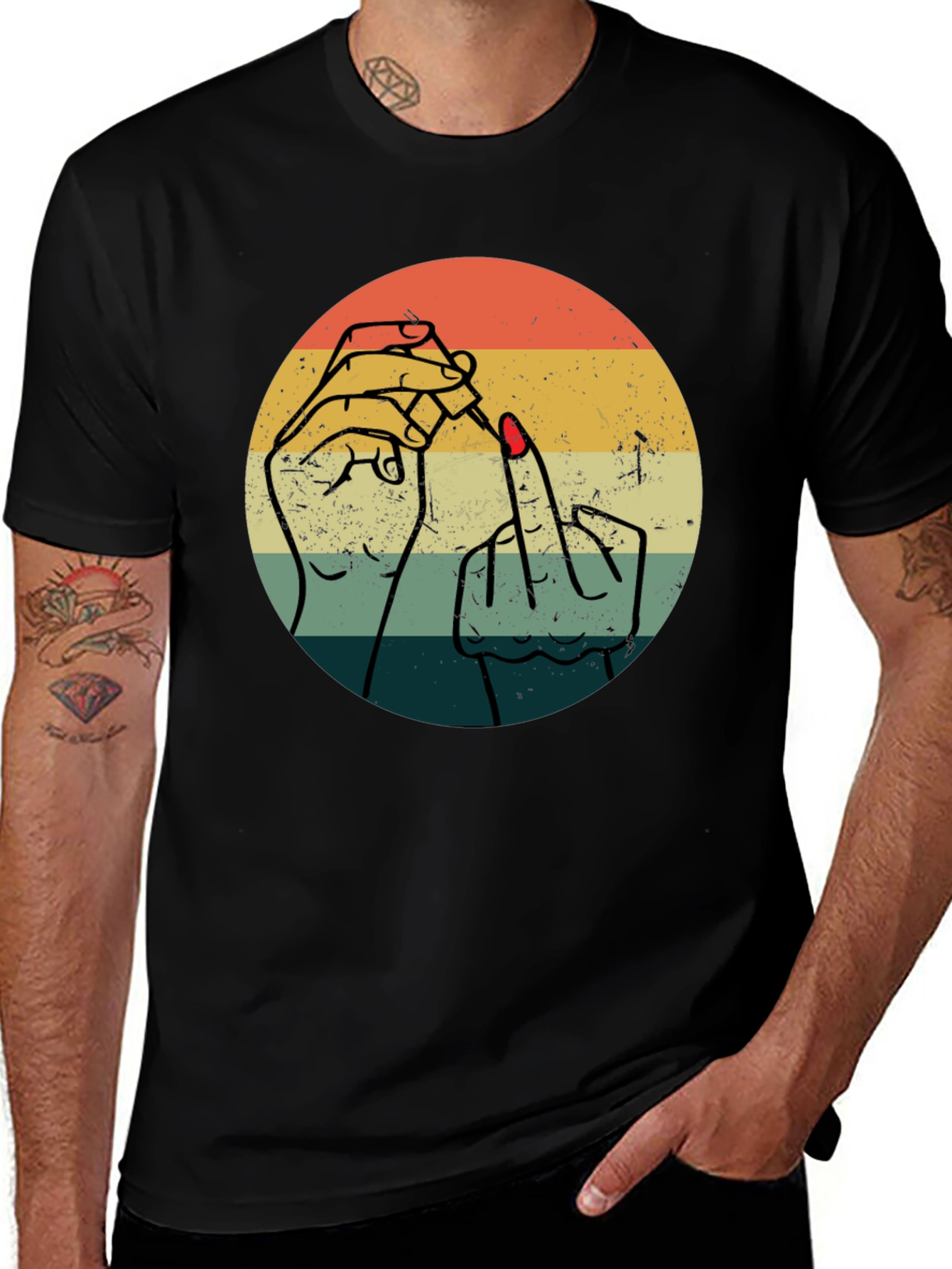 Retro Nail Polish Middle Finger Graphic Tee - Unisex
