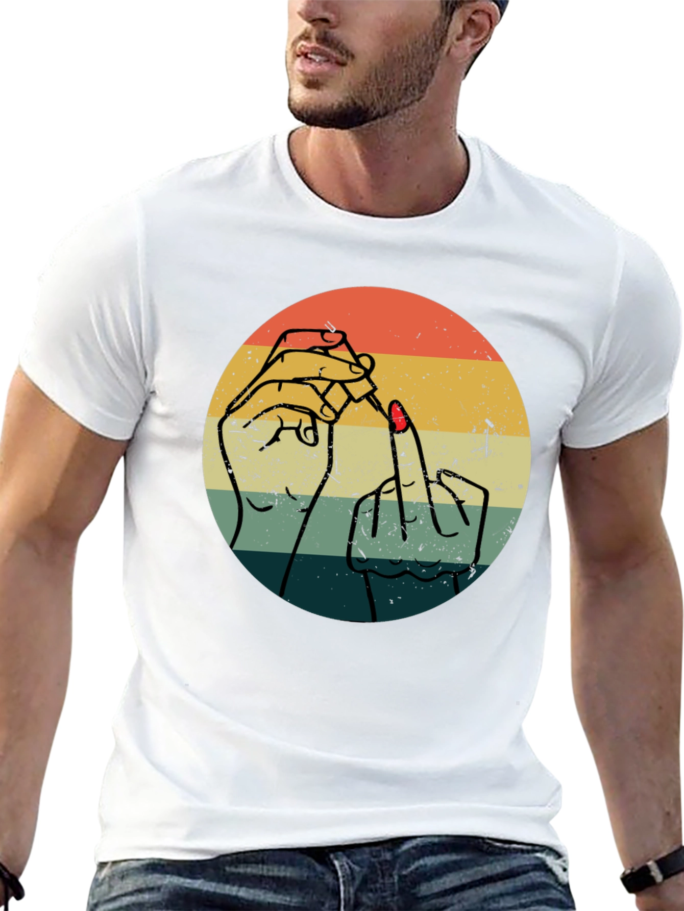 Retro Nail Polish Middle Finger Graphic Tee - Unisex