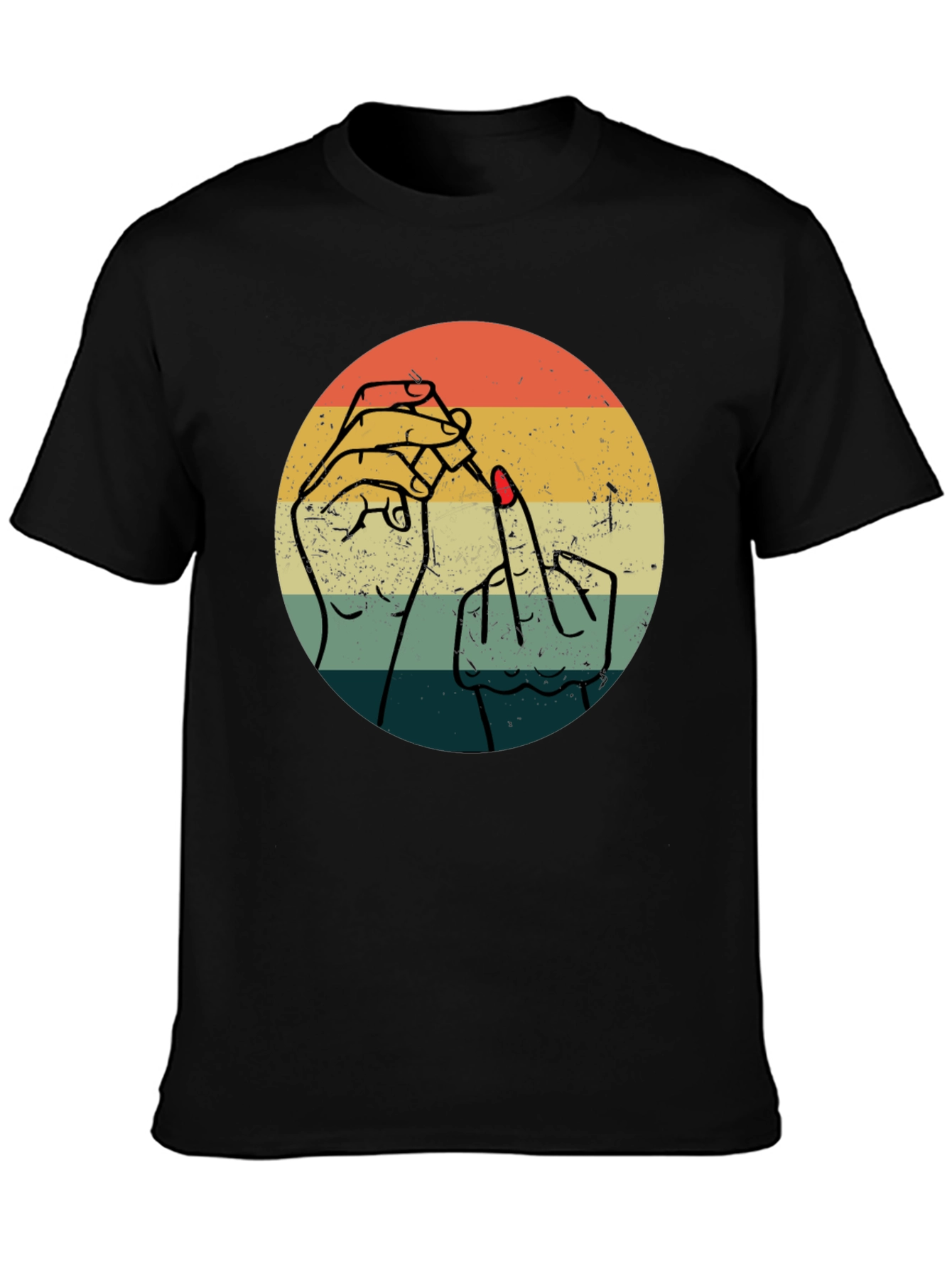 Retro Nail Polish Middle Finger Graphic Tee - Unisex