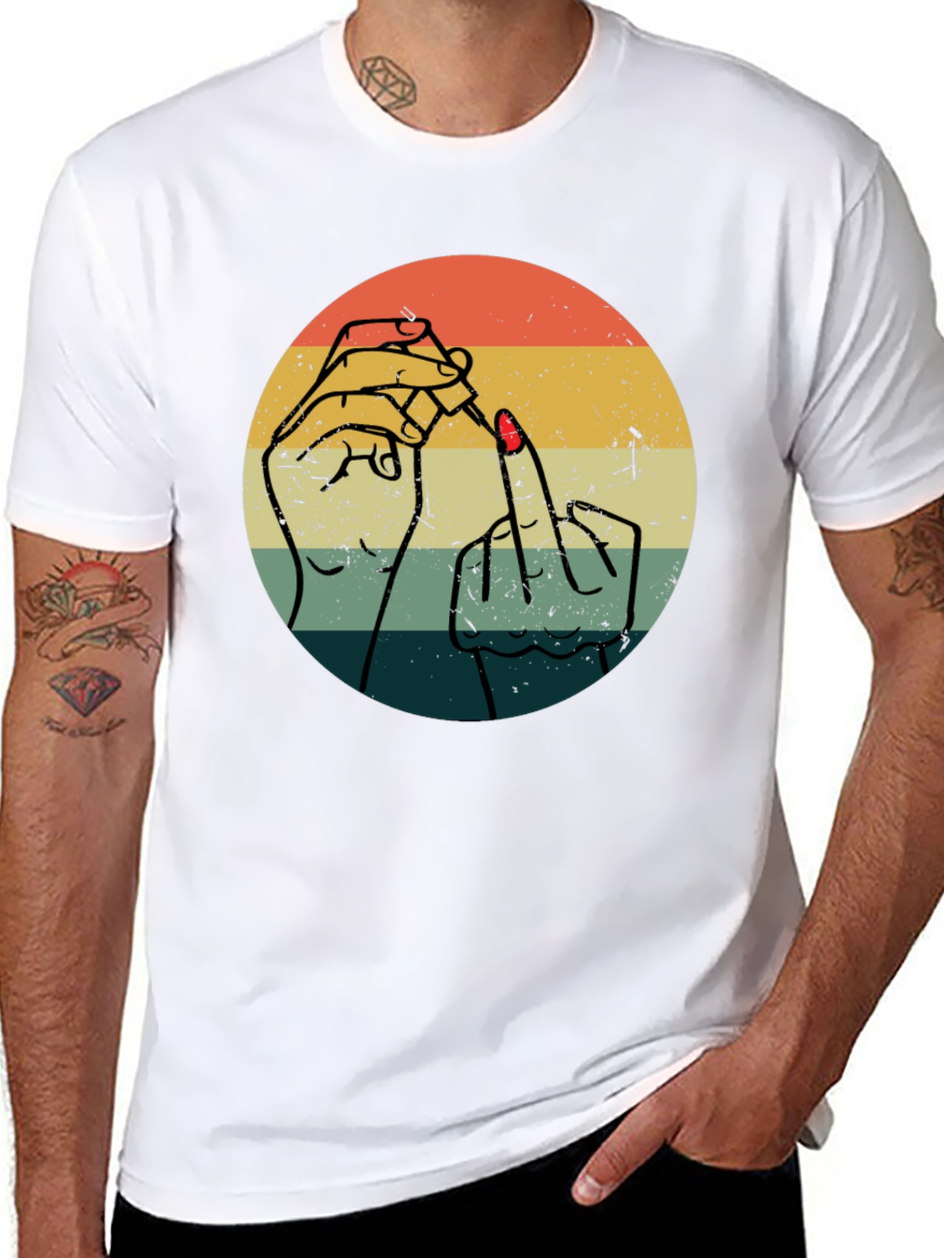 Retro Nail Polish Middle Finger Graphic Tee - Unisex