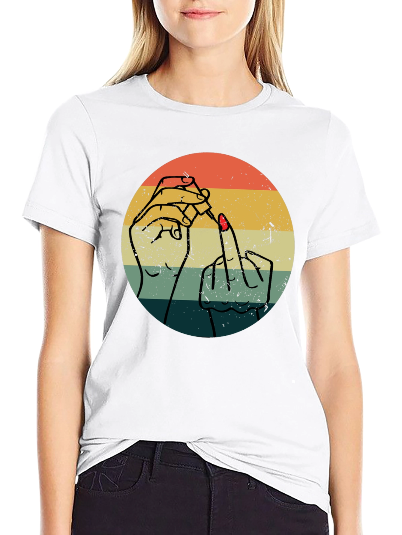Retro Nail Polish Middle Finger Graphic Tee - Unisex