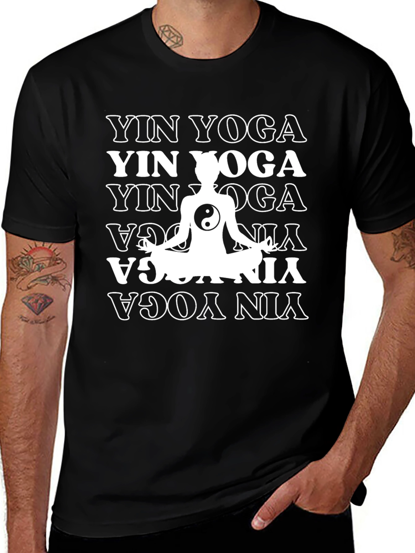 Yin Yoga Graphic Tee - Meditating Yin & Yang