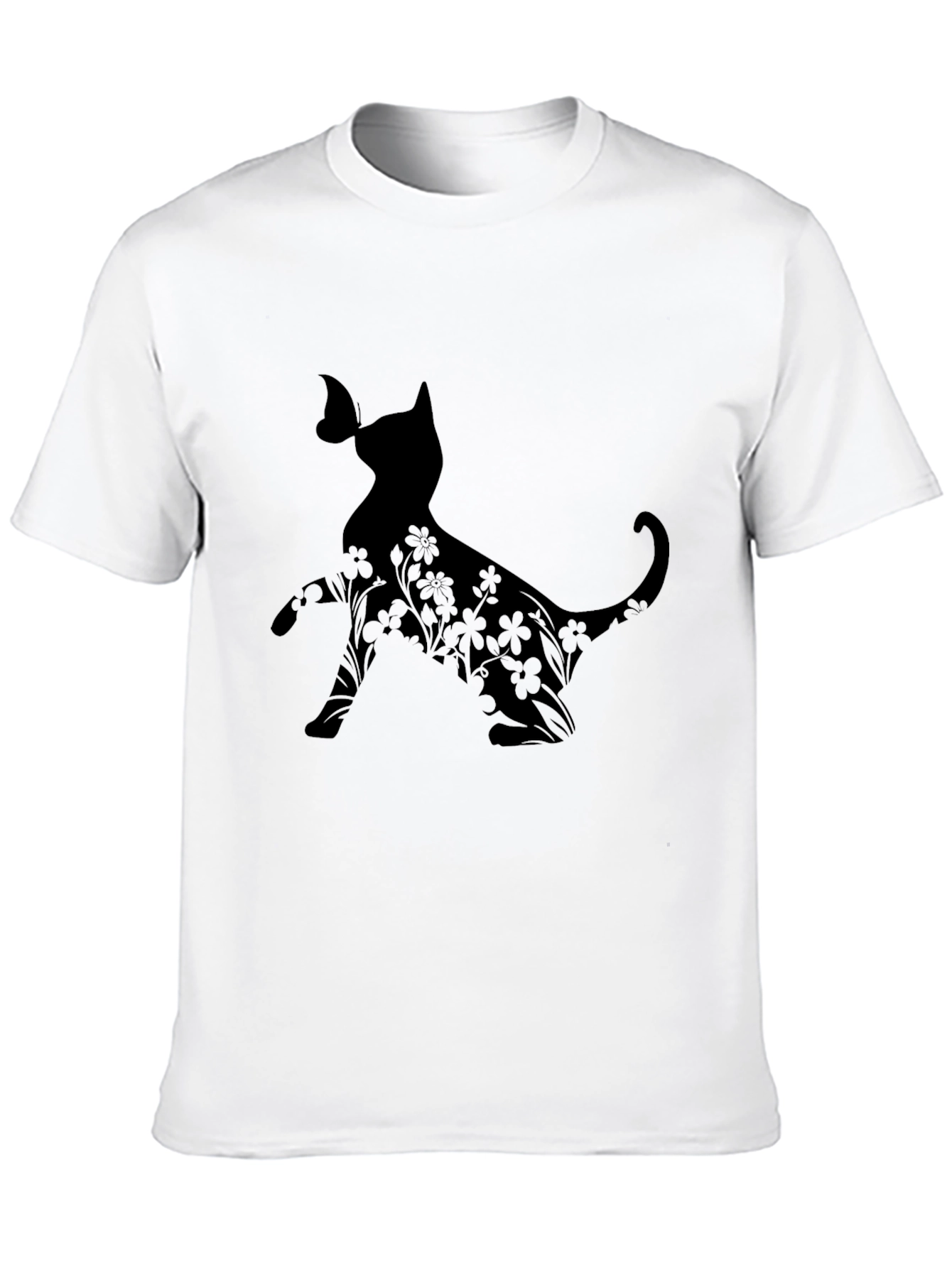 Cat & Butterfly Black Graphic Tee