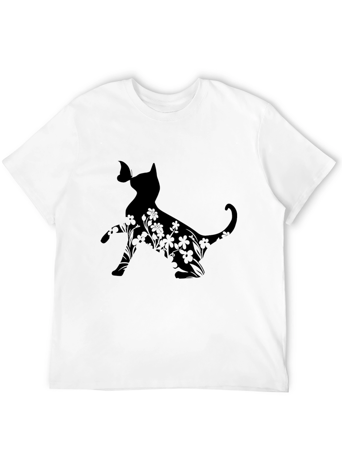 Cat & Butterfly Black Graphic Tee
