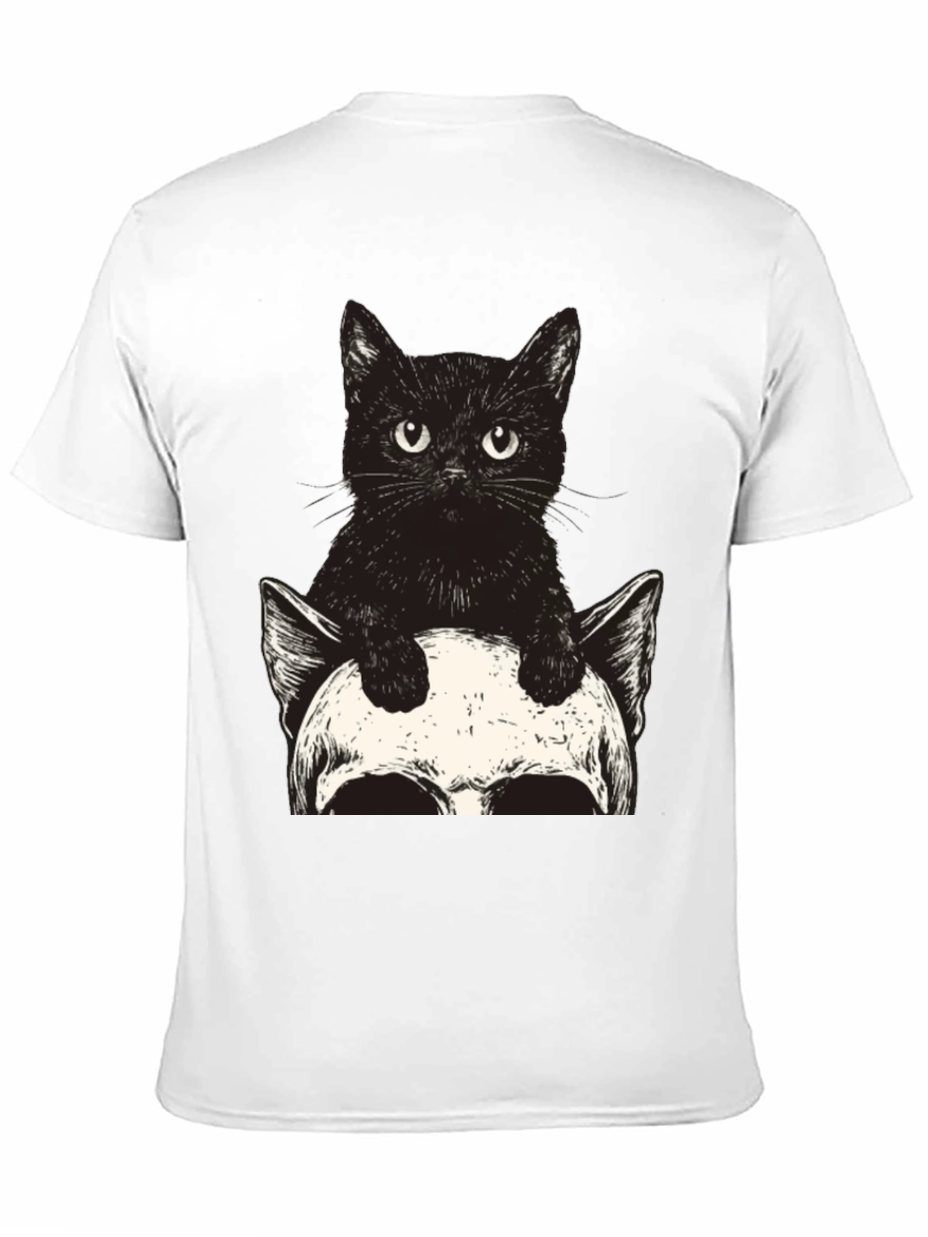 Cat & Skull Graphic Tee - Unique Print